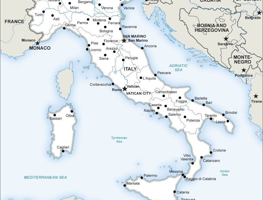 Italy Political Map Royalty Free Vector Image VectorStock