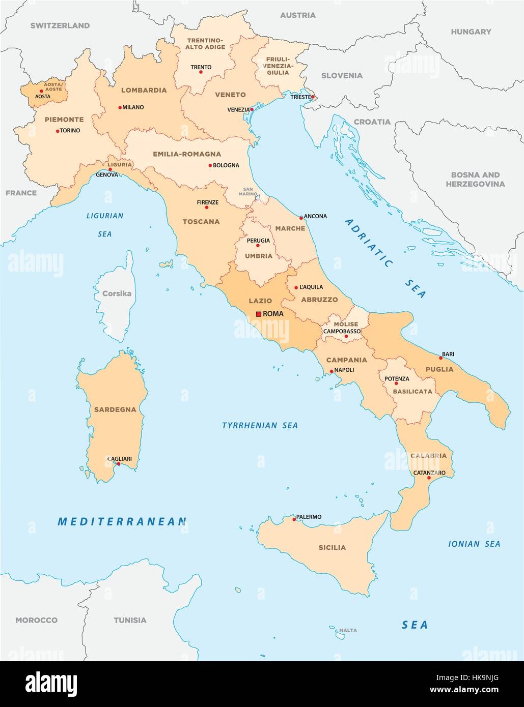Italy Regions Map Hi res Stock Photography And Images Alamy
