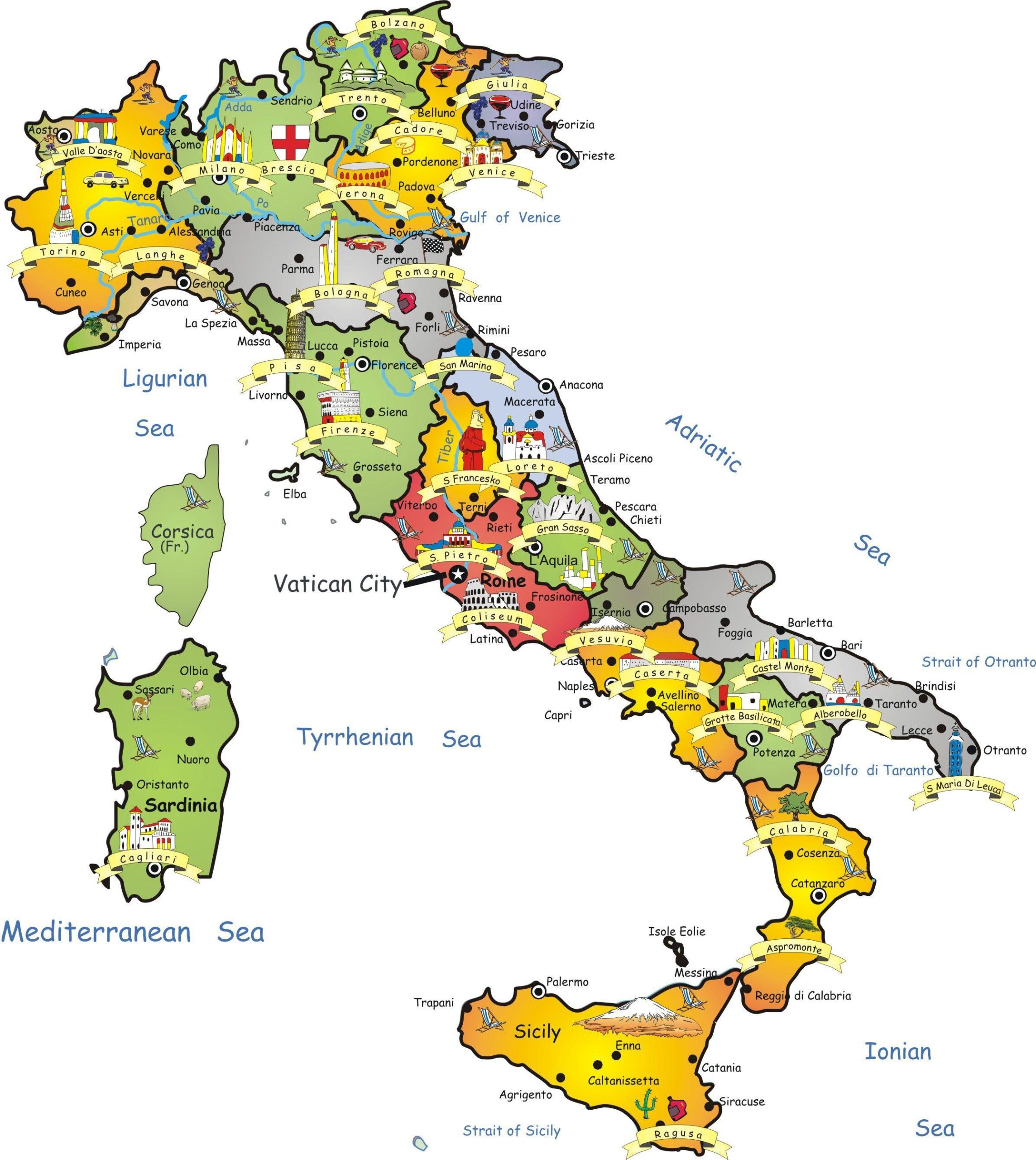 Italy Tourist Map Italy Tourism Map Southern Europe Europe 