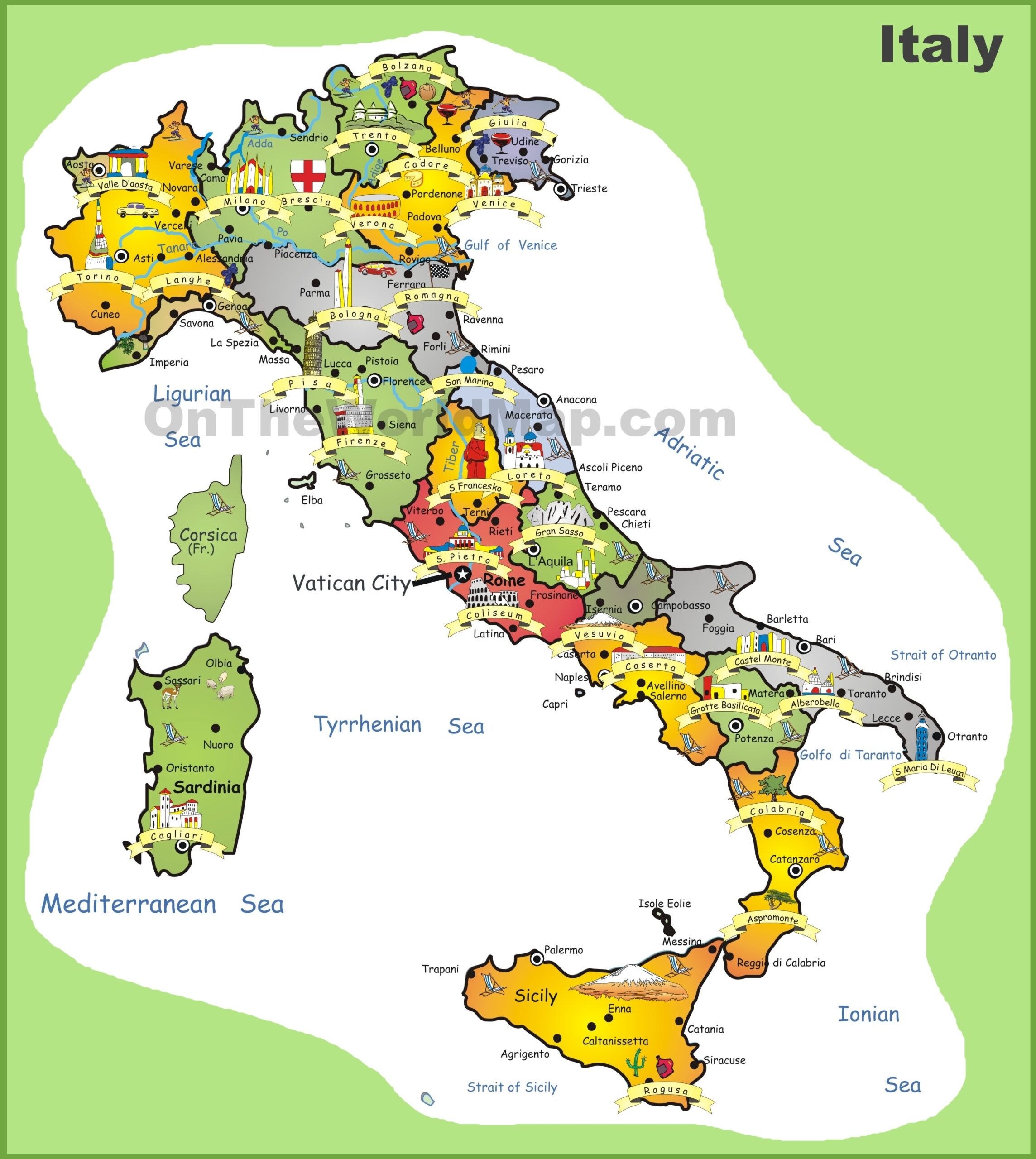 Italy Tourist Map Ontheworldmap