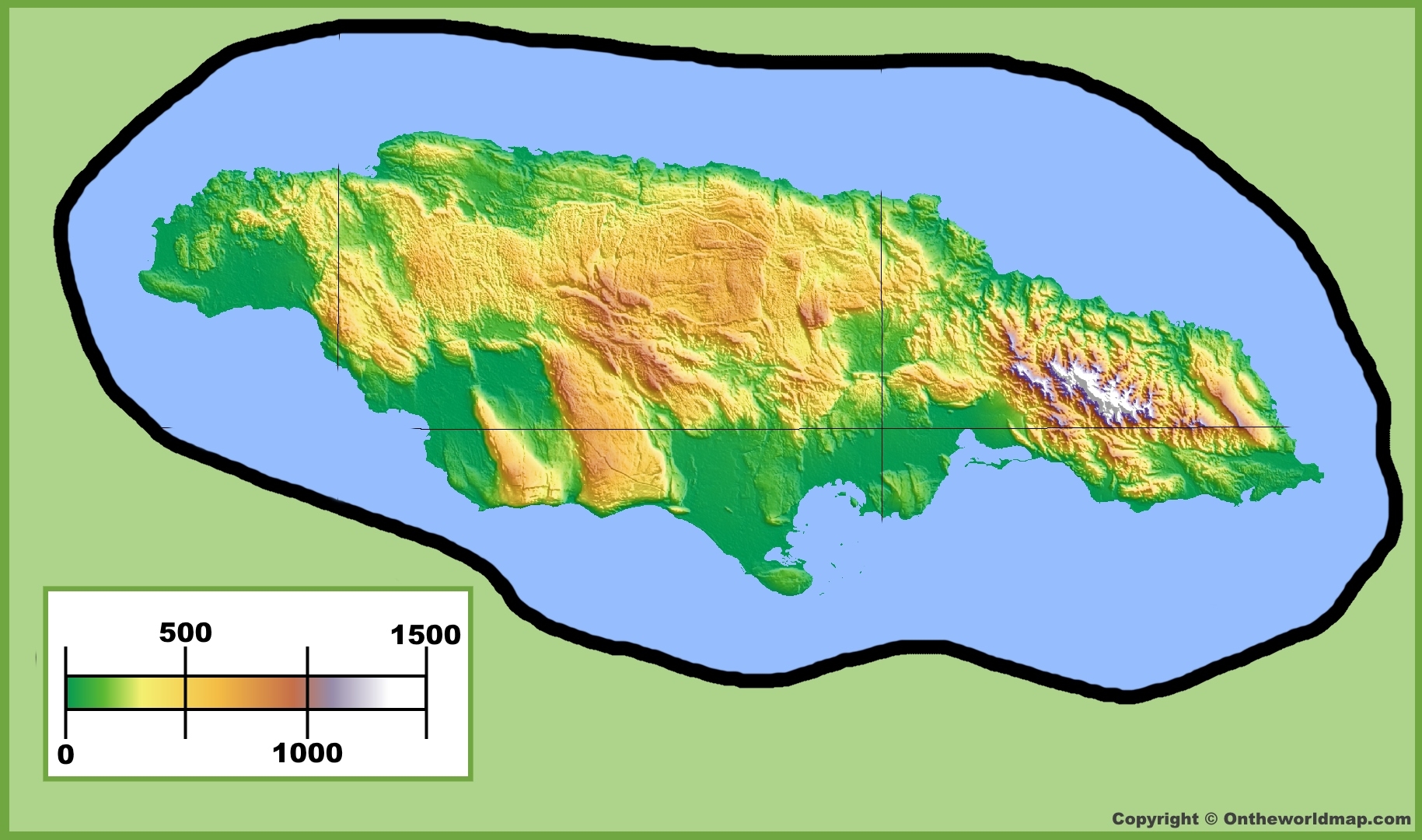 Jamaica Physical Map Ontheworldmap