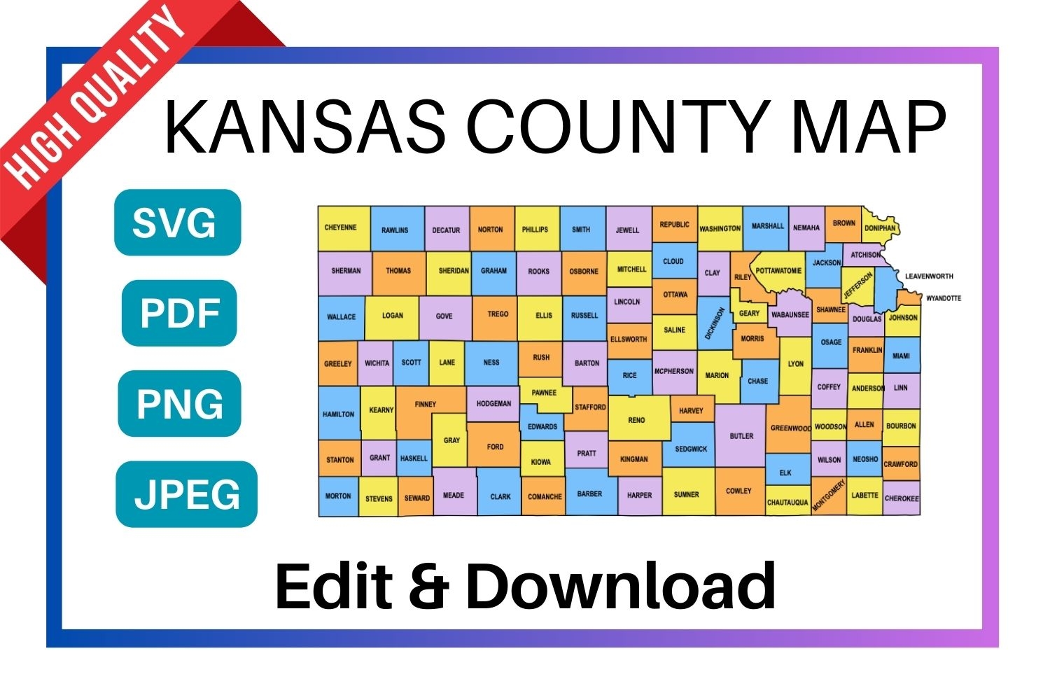 Printable County Map Of Kansas