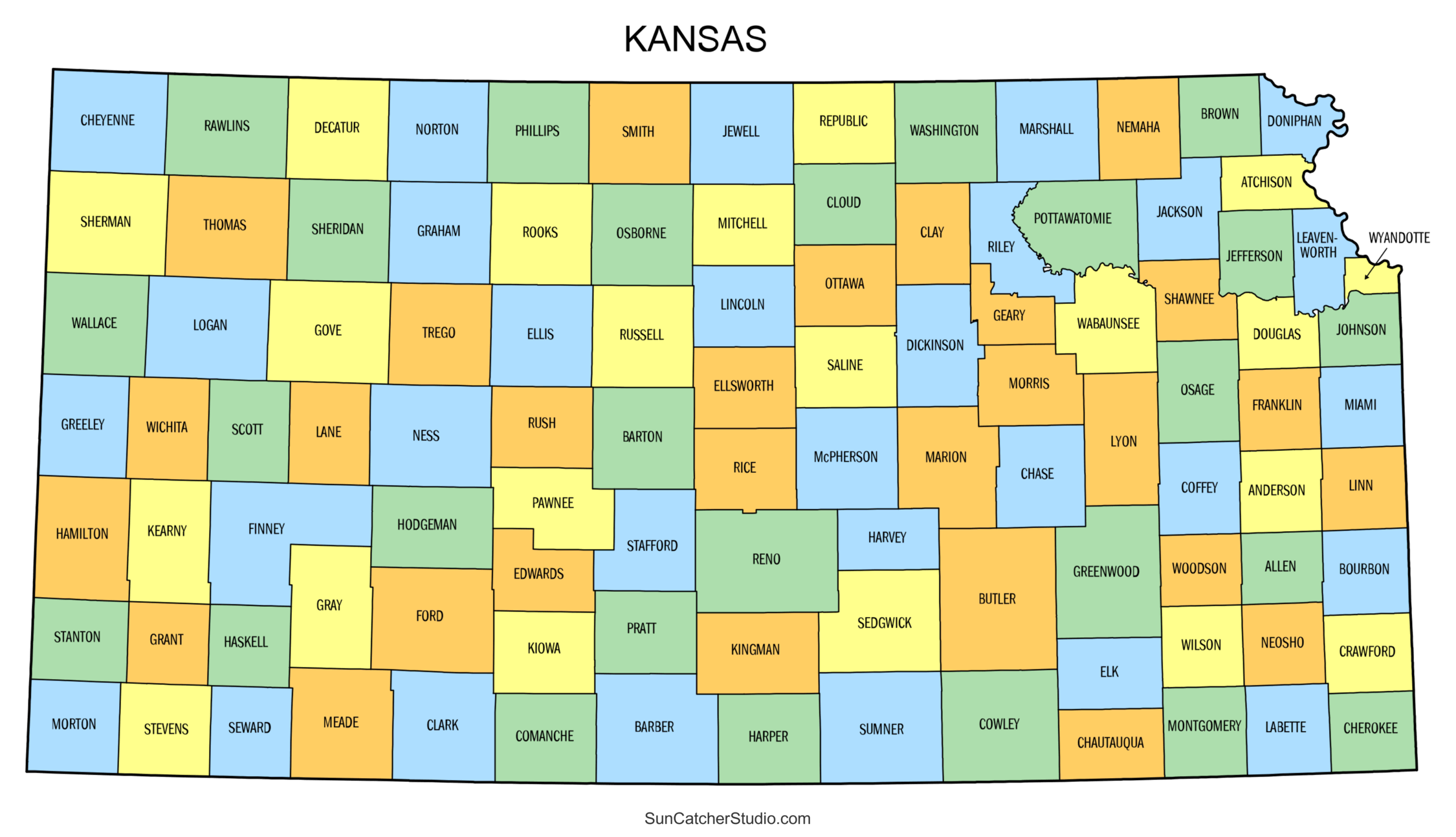 Kansas County Map Printable State Map With County Lines Free Printables Monograms Design Tools Patterns DIY Projects