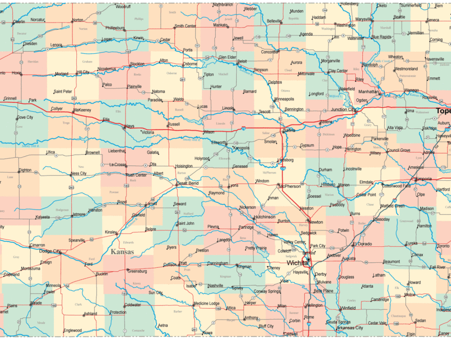 Kansas Road Map KS Road Map Kansas Highway Map