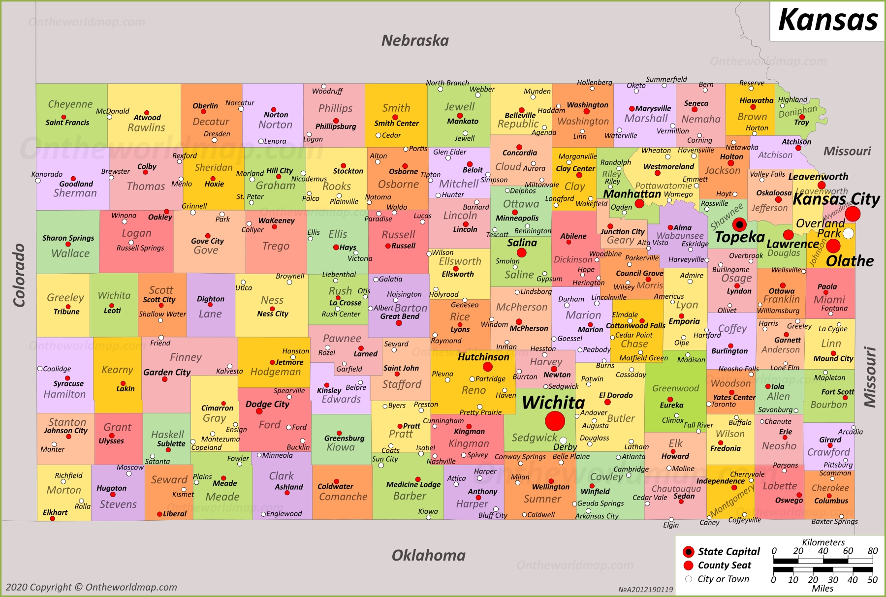 Kansas State Map USA Maps Of Kansas KS 