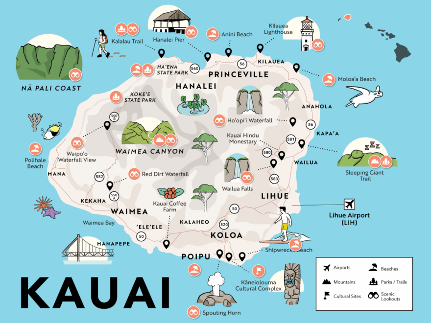 Kauai Maps Top Attractions Regions Points Of Interest