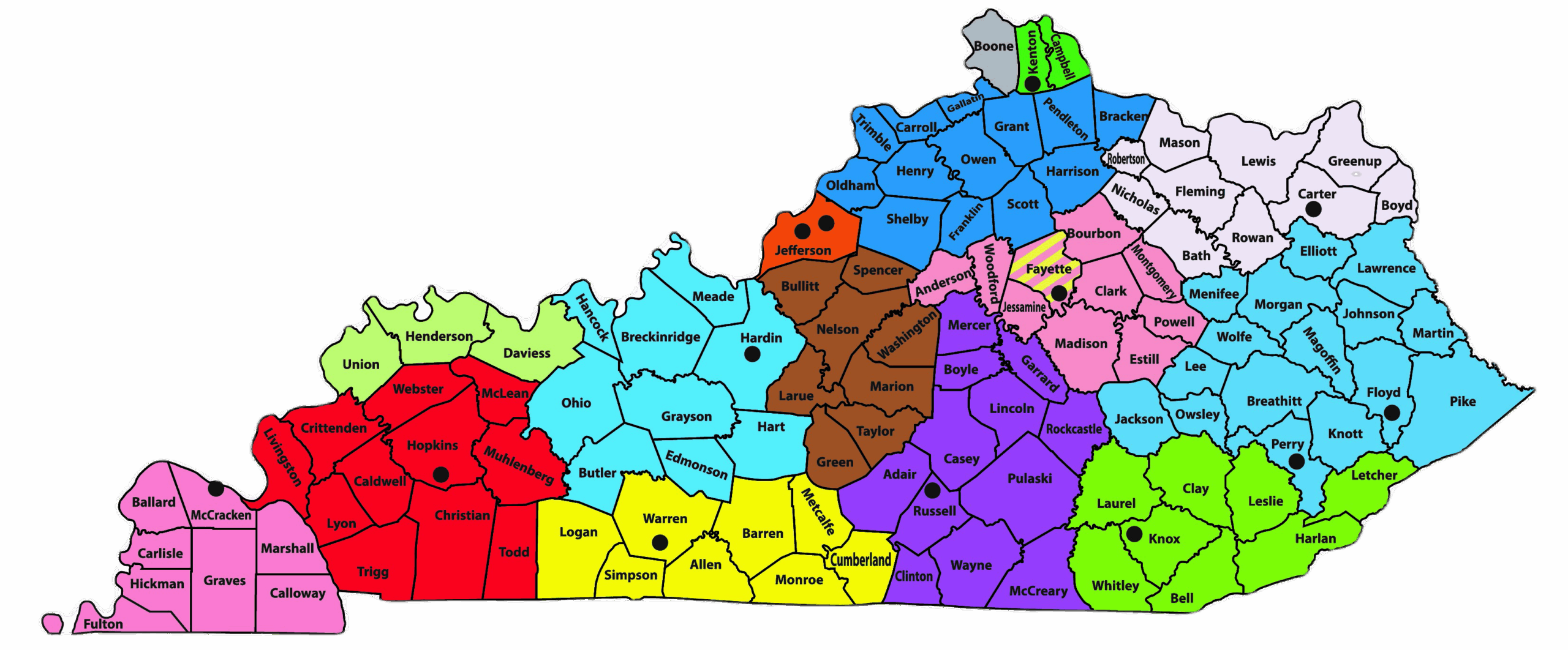 Printable Region Of Kentucky Maps