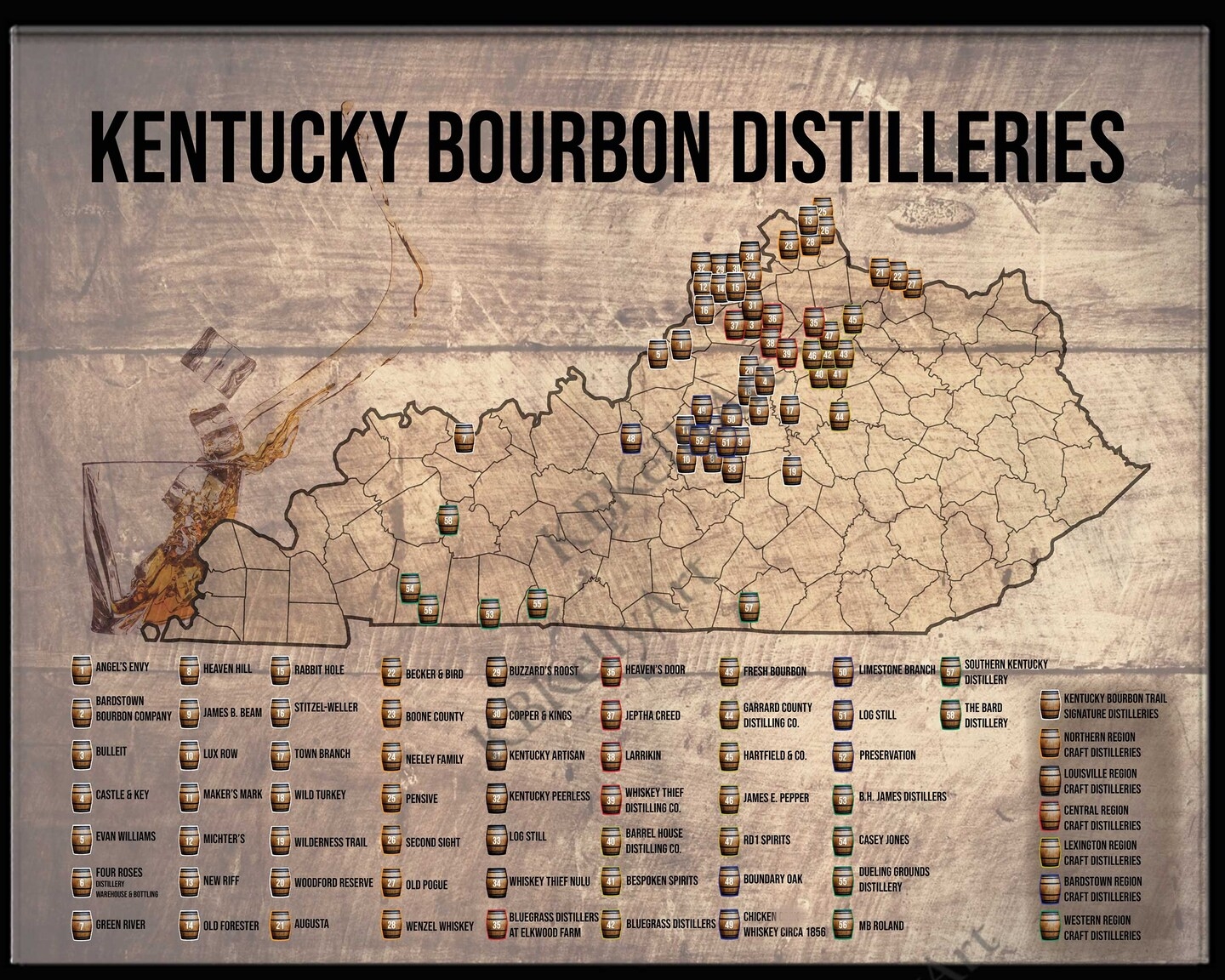 Kentucky Bourbon Distilleries Map Push Pin Map Bourbon Trail Wall Art Travel Bucket List Bourbon Drinker Man Cave Decor Husband Gift For Him MakerPlace By Michaels