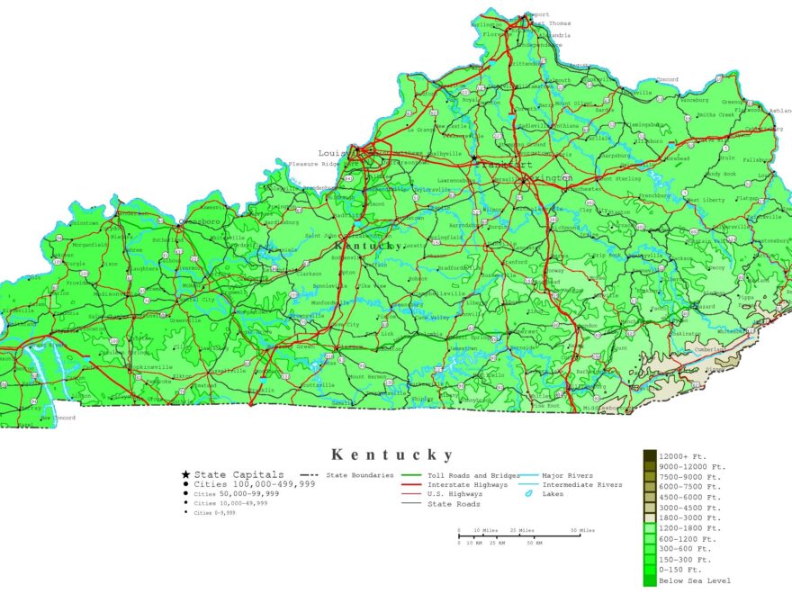 Kentucky Contour Map