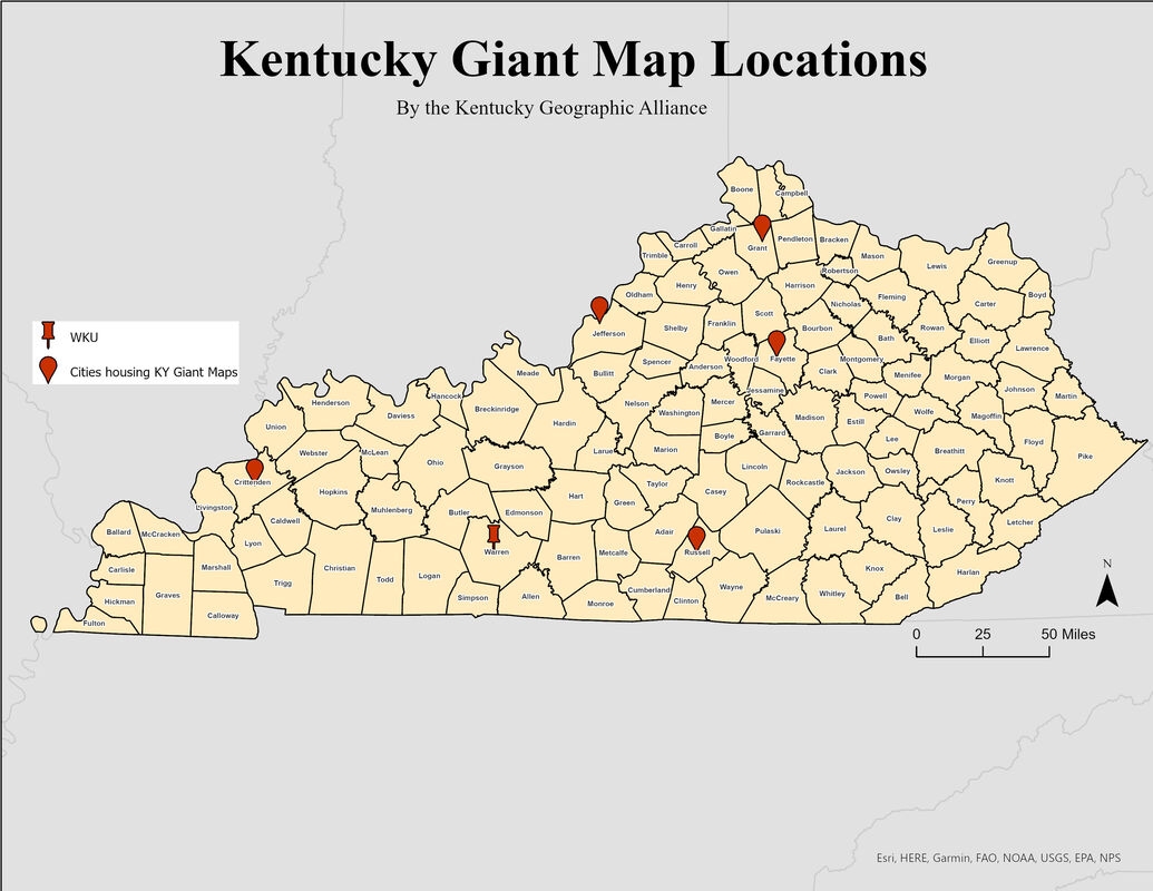 Kentucky Couty Map Printable