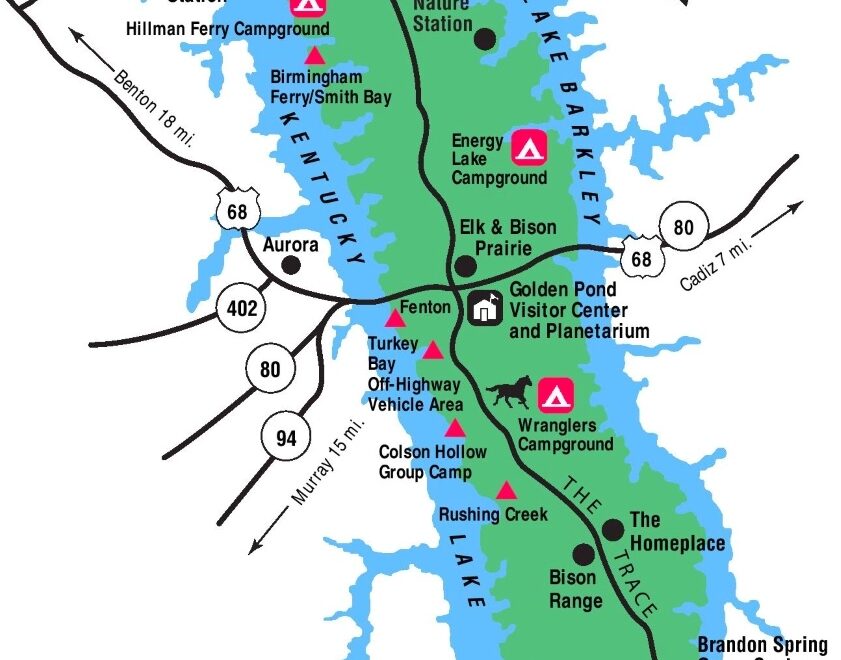 Kentucky Lake And Lake Barkley Tourist Map Ontheworldmap