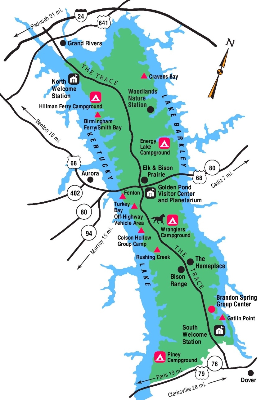 Kentucky Lake And Lake Barkley Tourist Map Ontheworldmap