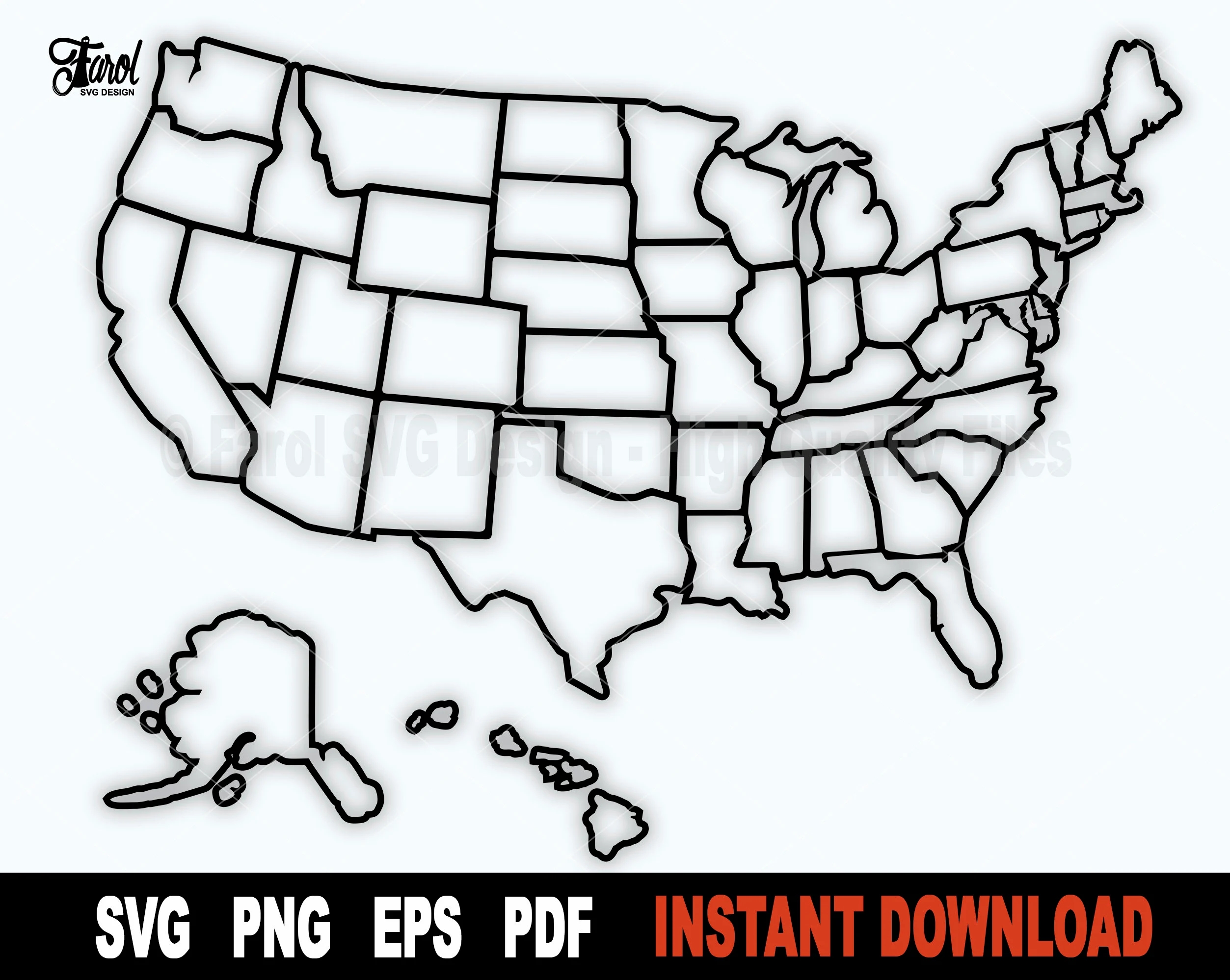 United States Map Outlined 8x10 Printable
