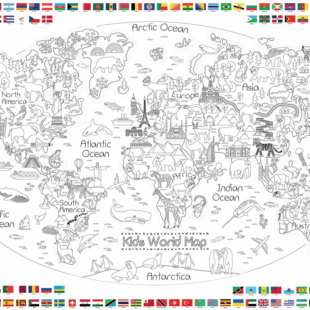 World Map Coloring Page Printable