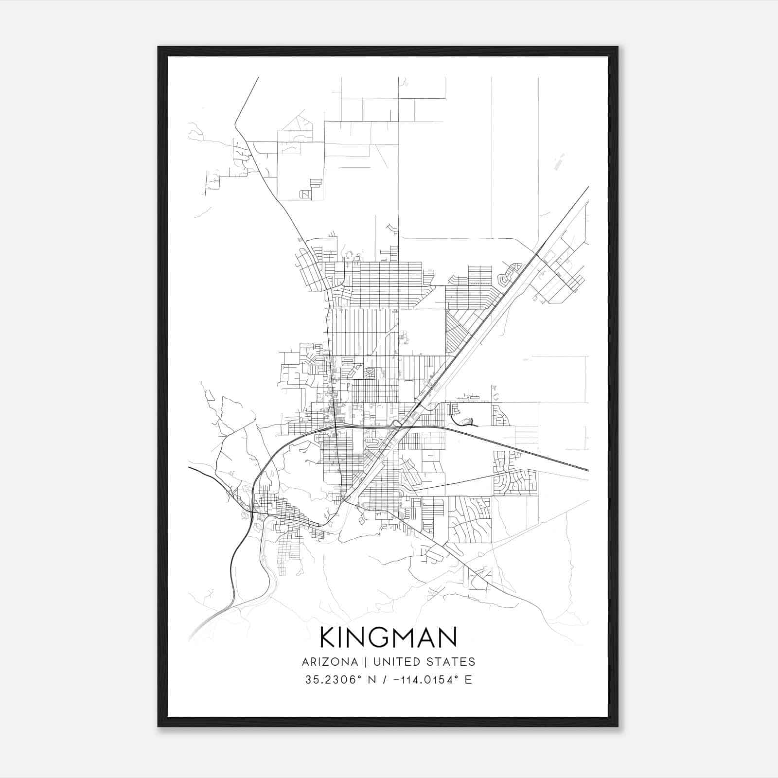 Kingman Arizona Map Poster Modern Home Decor Wall Art Print Custom Maps Posters