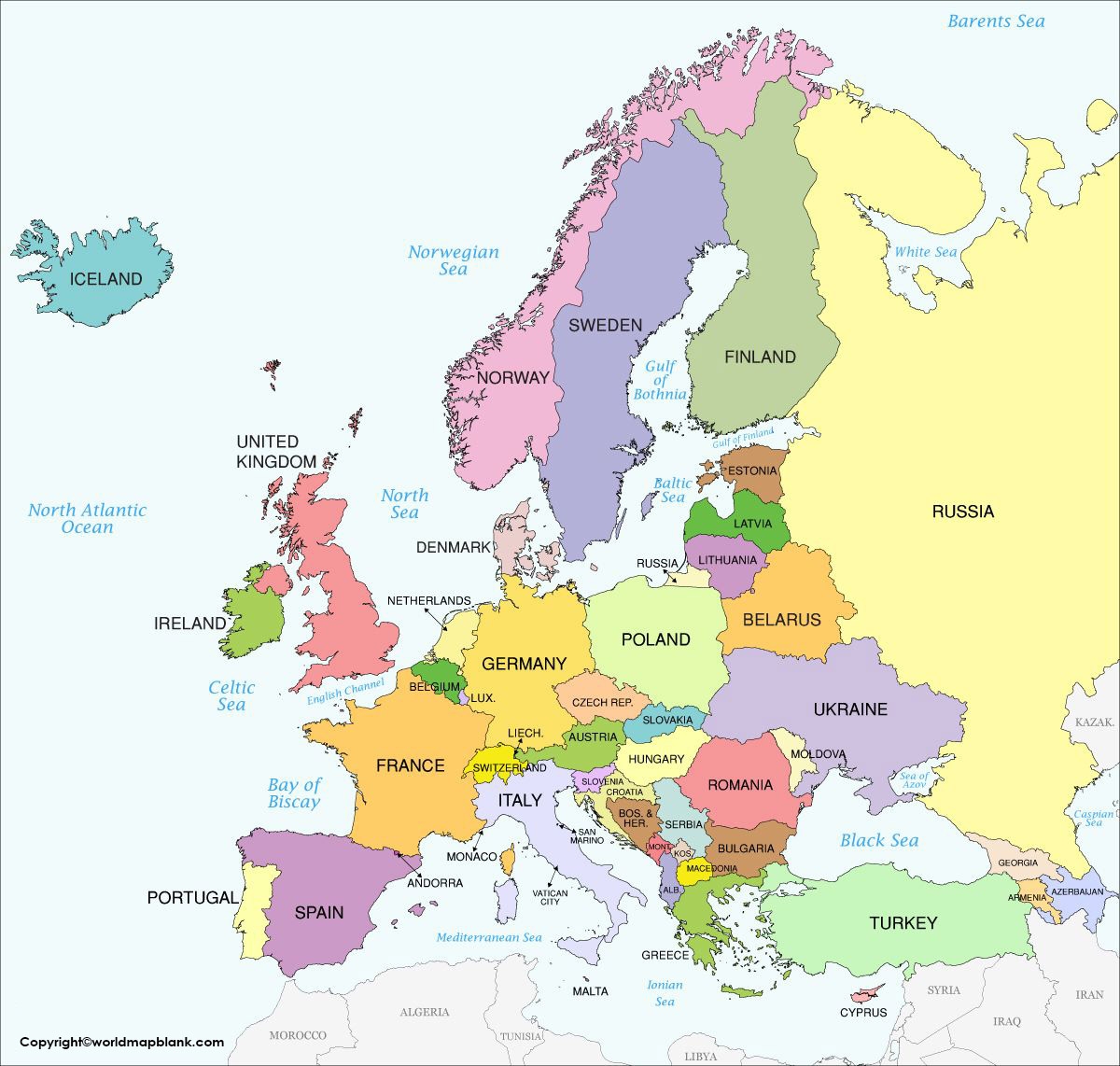 Map Of Europe For Kids Printable