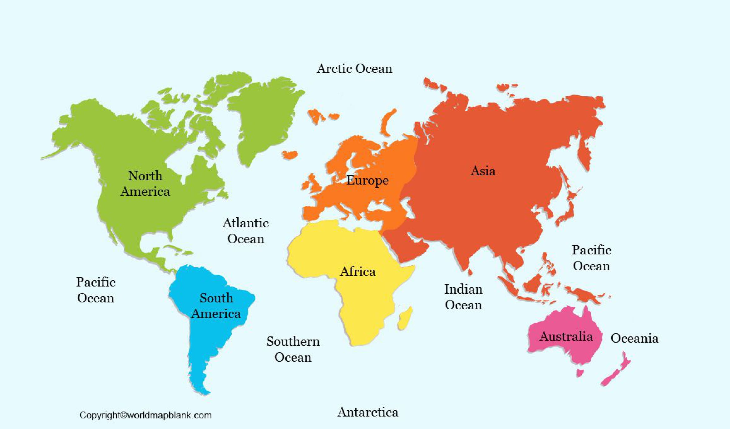 World Map With Countries Printable For Kids