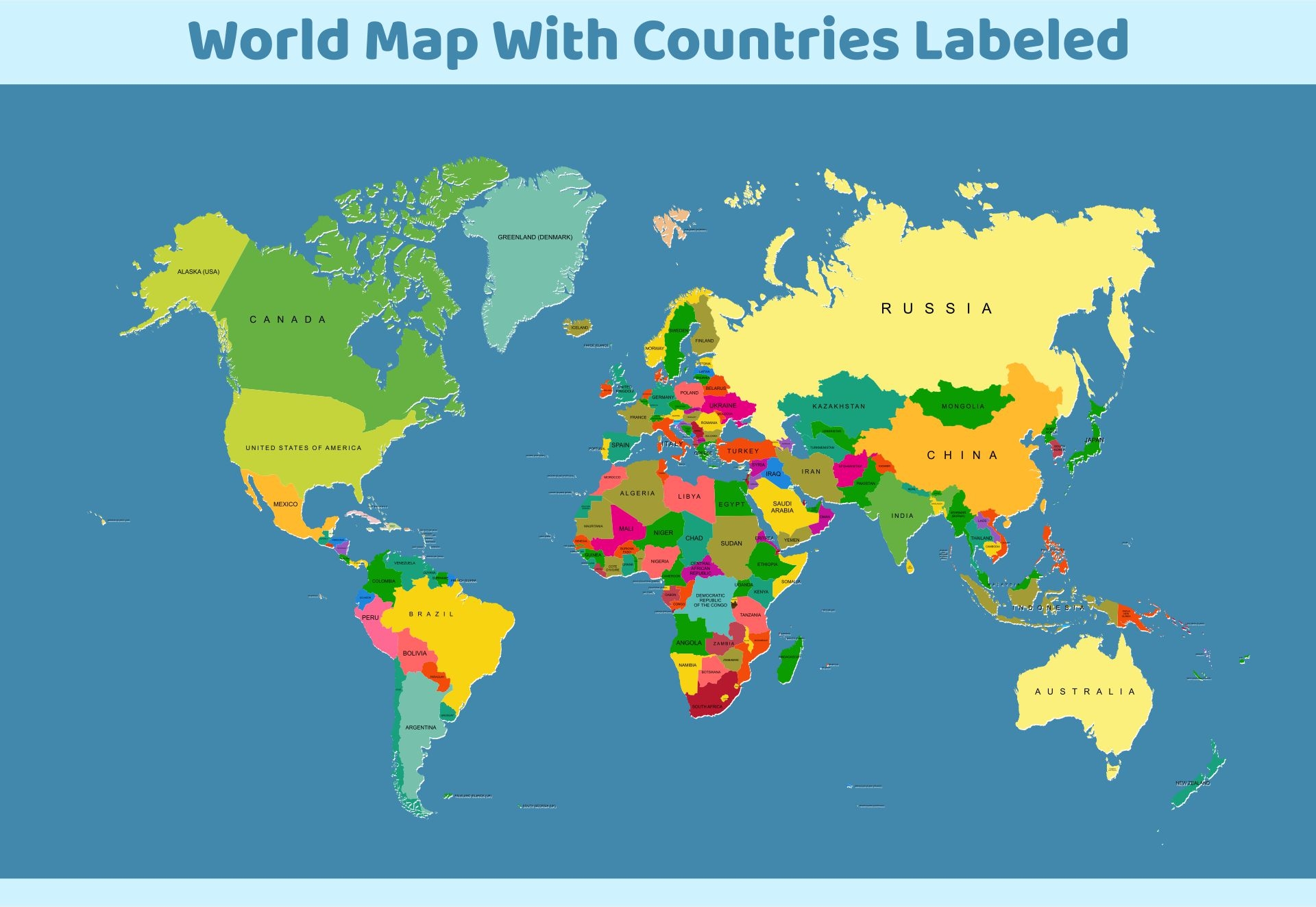 Printable World Map With Countries Labeled