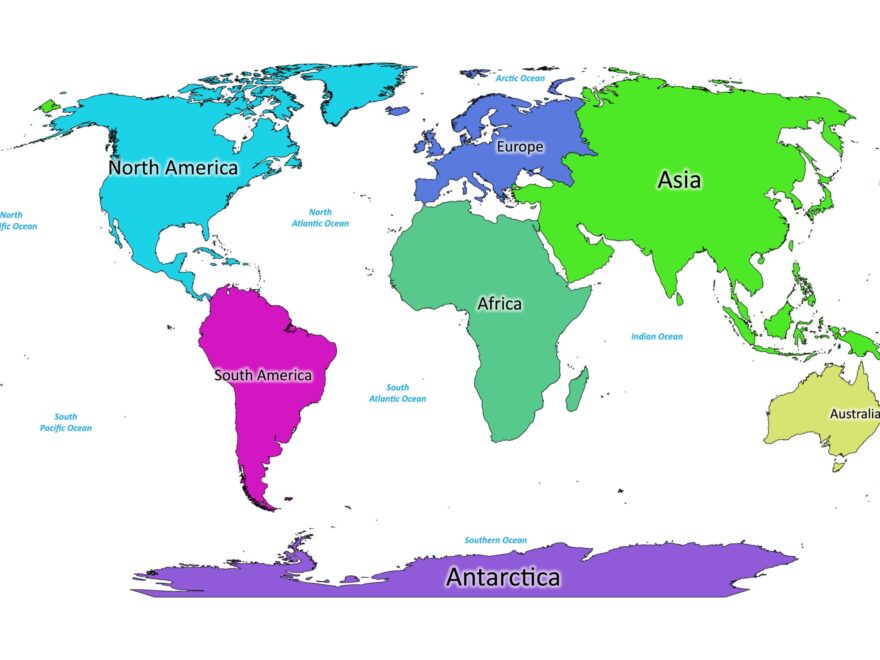 Labeled World Map With Continents Labeled Maps