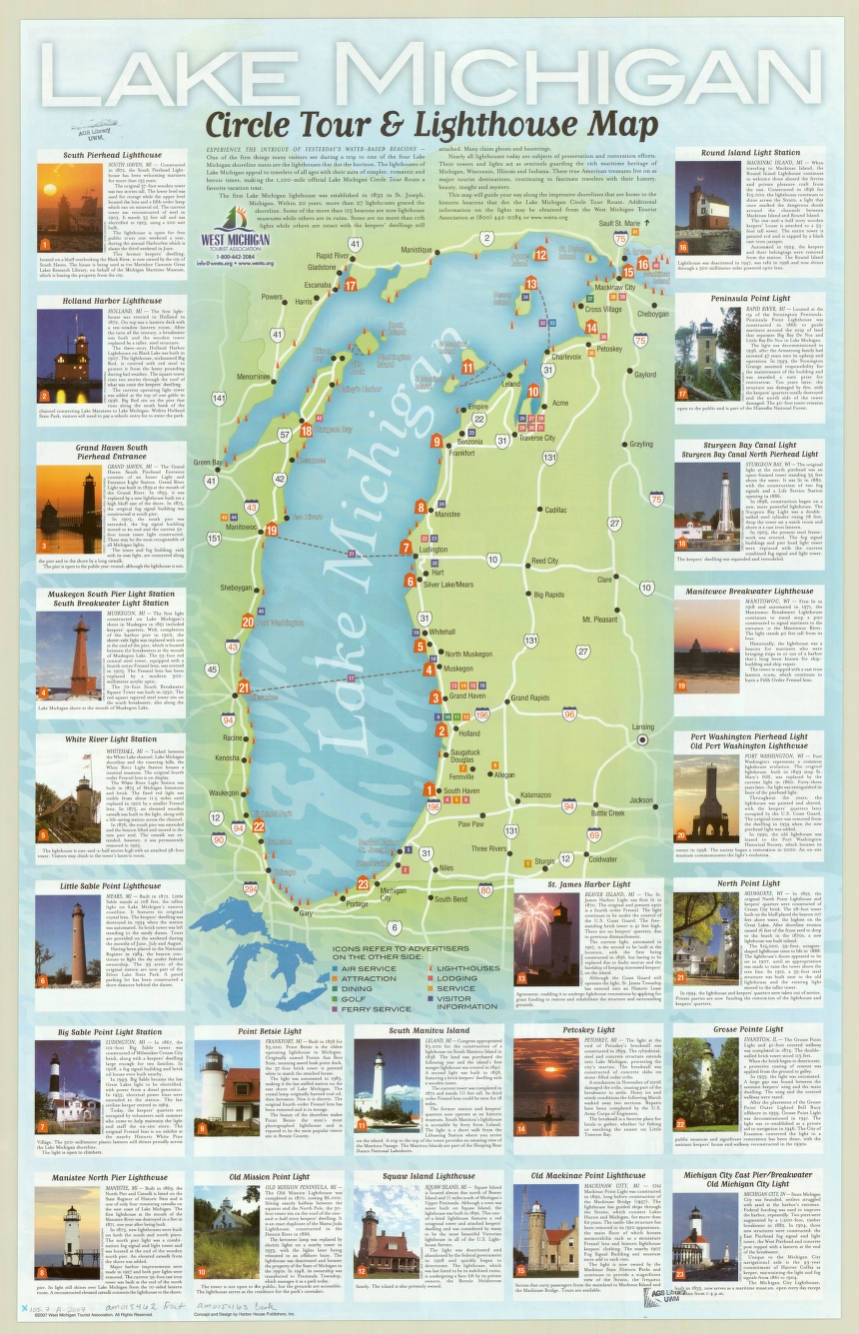Lake Michigan Circle Tour Lighthouse Map West Michigan Tourist Association Concept And Design By Harbor House Publishers Inc American Geographical Society Library Digital Map Collection UWM Libraries Digital Collections