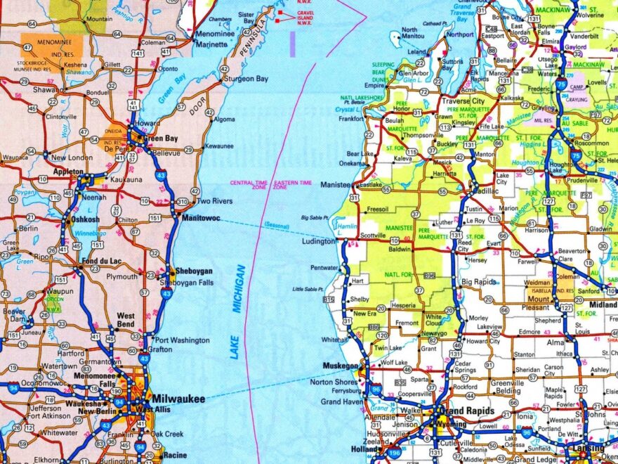 Lake Michigan Road Map Ontheworldmap