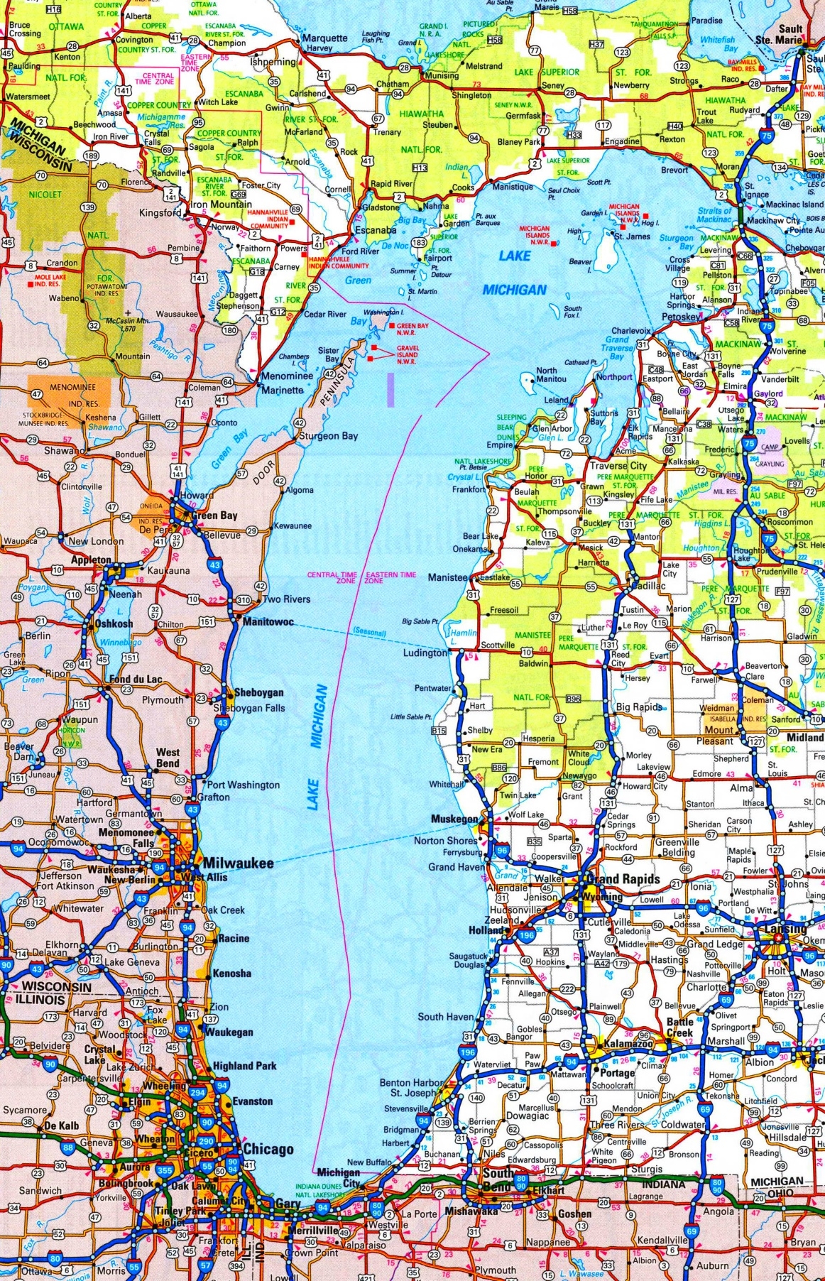 Lake Michigan Road Map Ontheworldmap