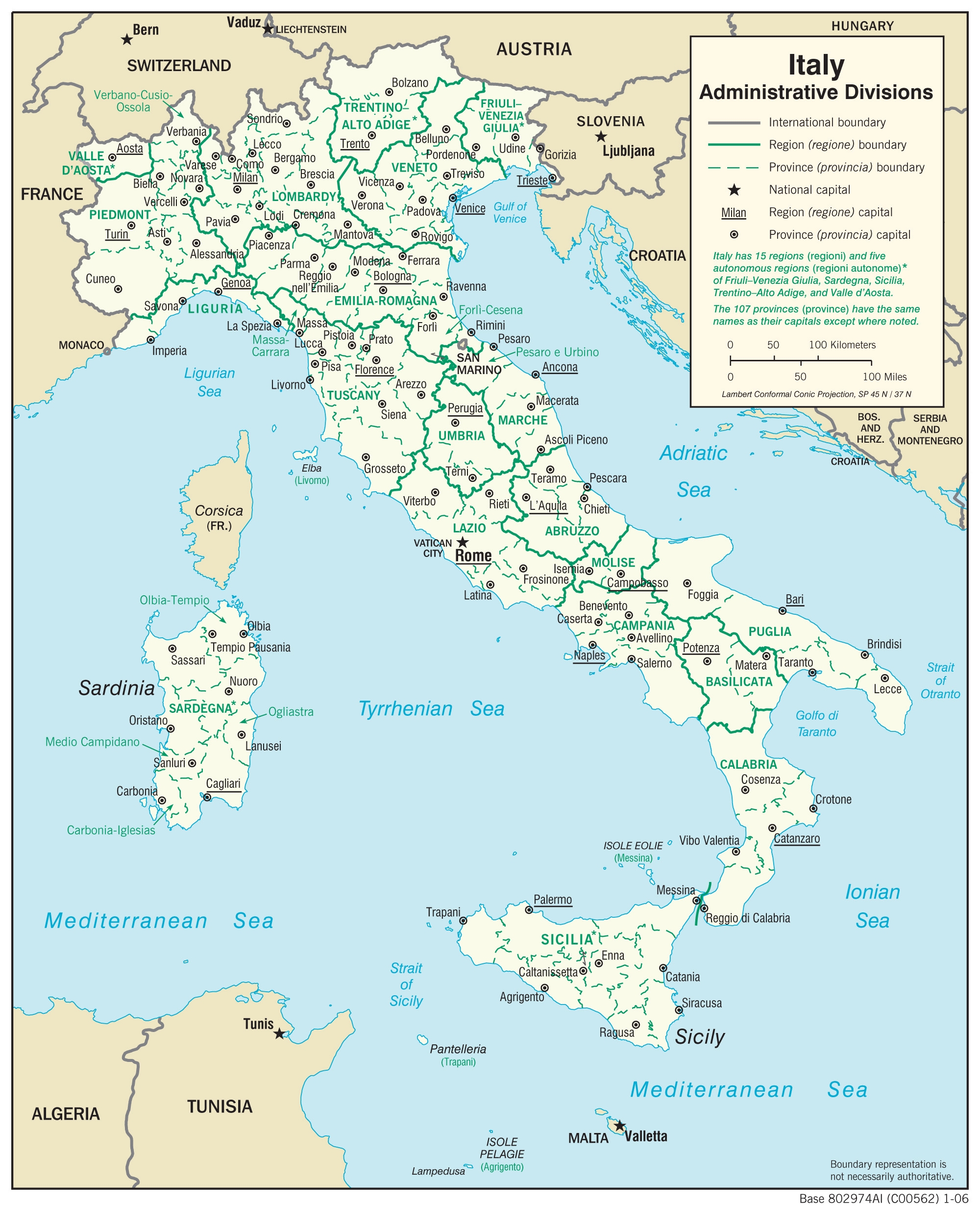 Large Map Of Italy Printable
