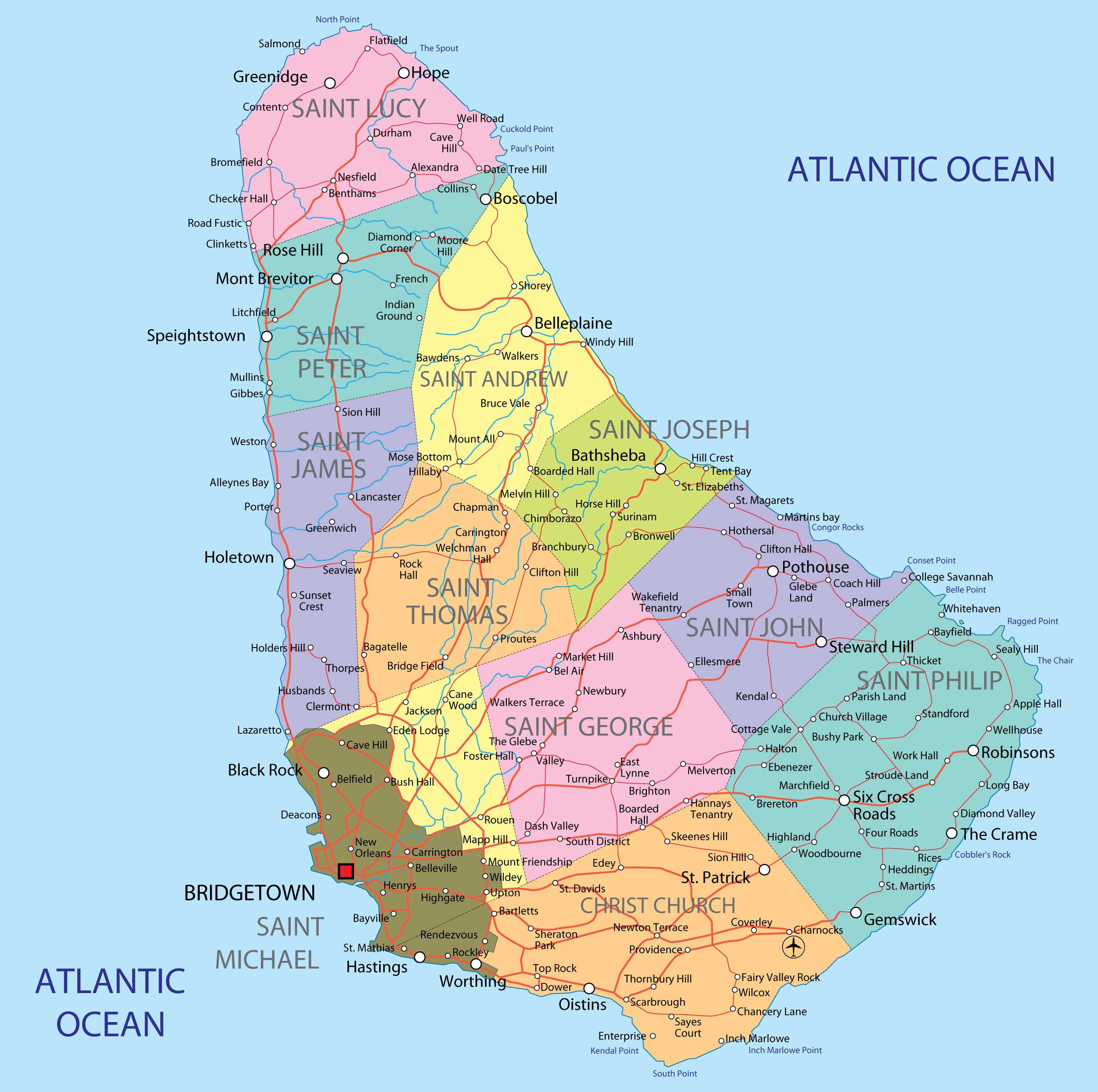 Printable Map Of Barbados