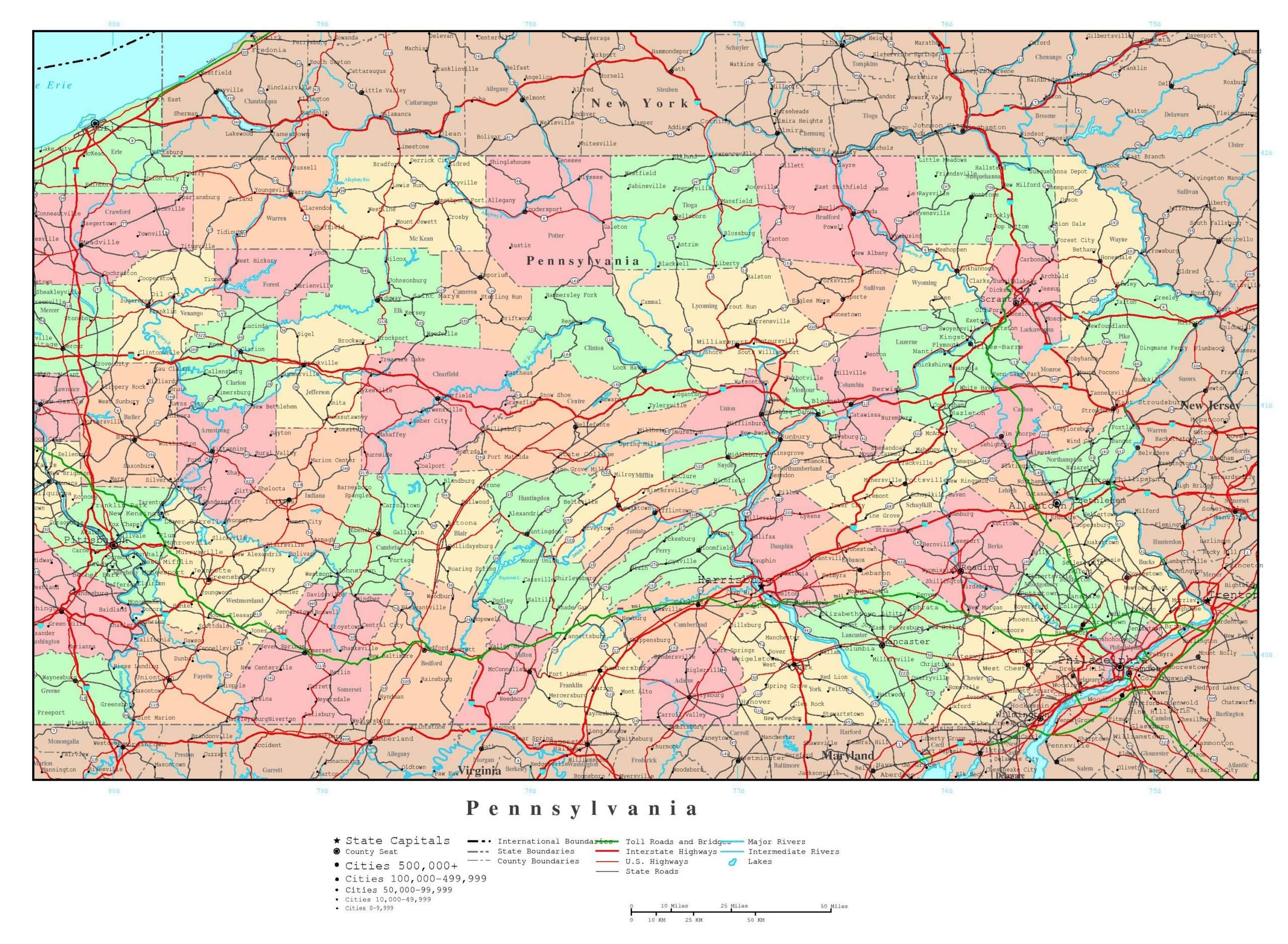 Printable Road Map Of Pennsylvania