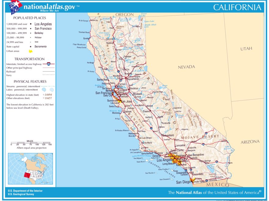 Large Detailed Map Of California State California State Large Detailed Map Vidiani Maps Of All Countries In One Place