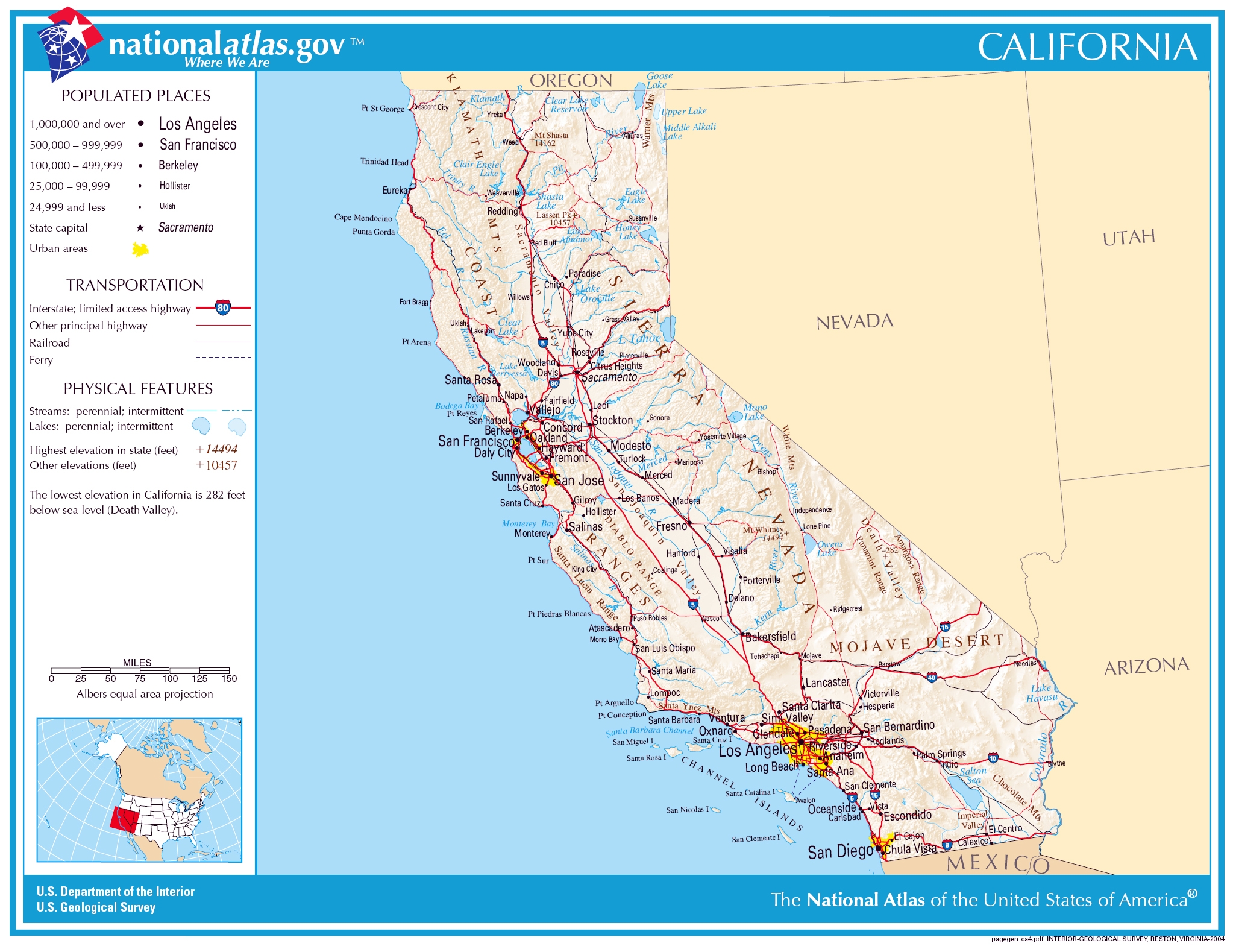 Large Detailed Map Of California State California State Large Detailed Map Vidiani Maps Of All Countries In One Place