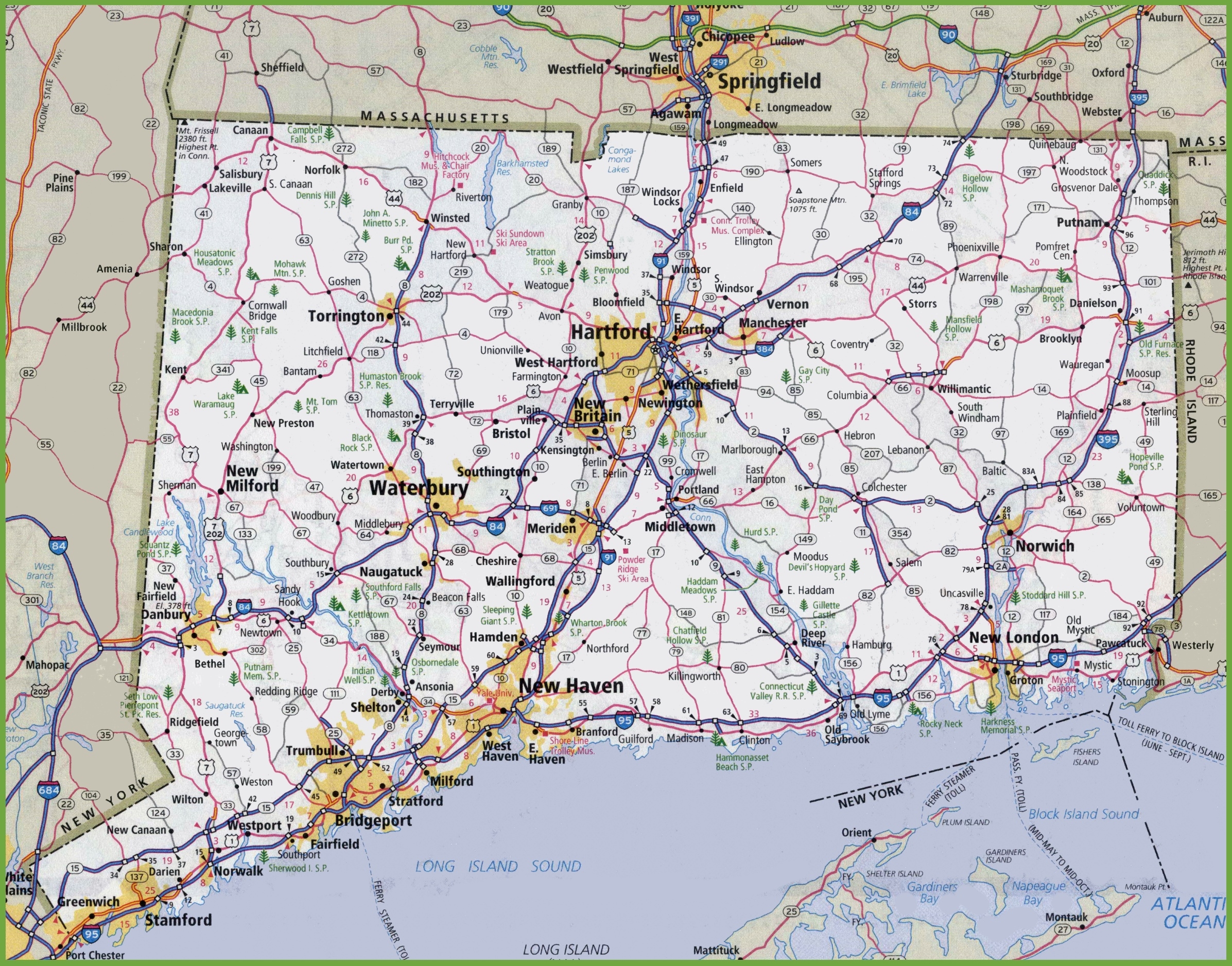 Free Printable Map Of Connecticut