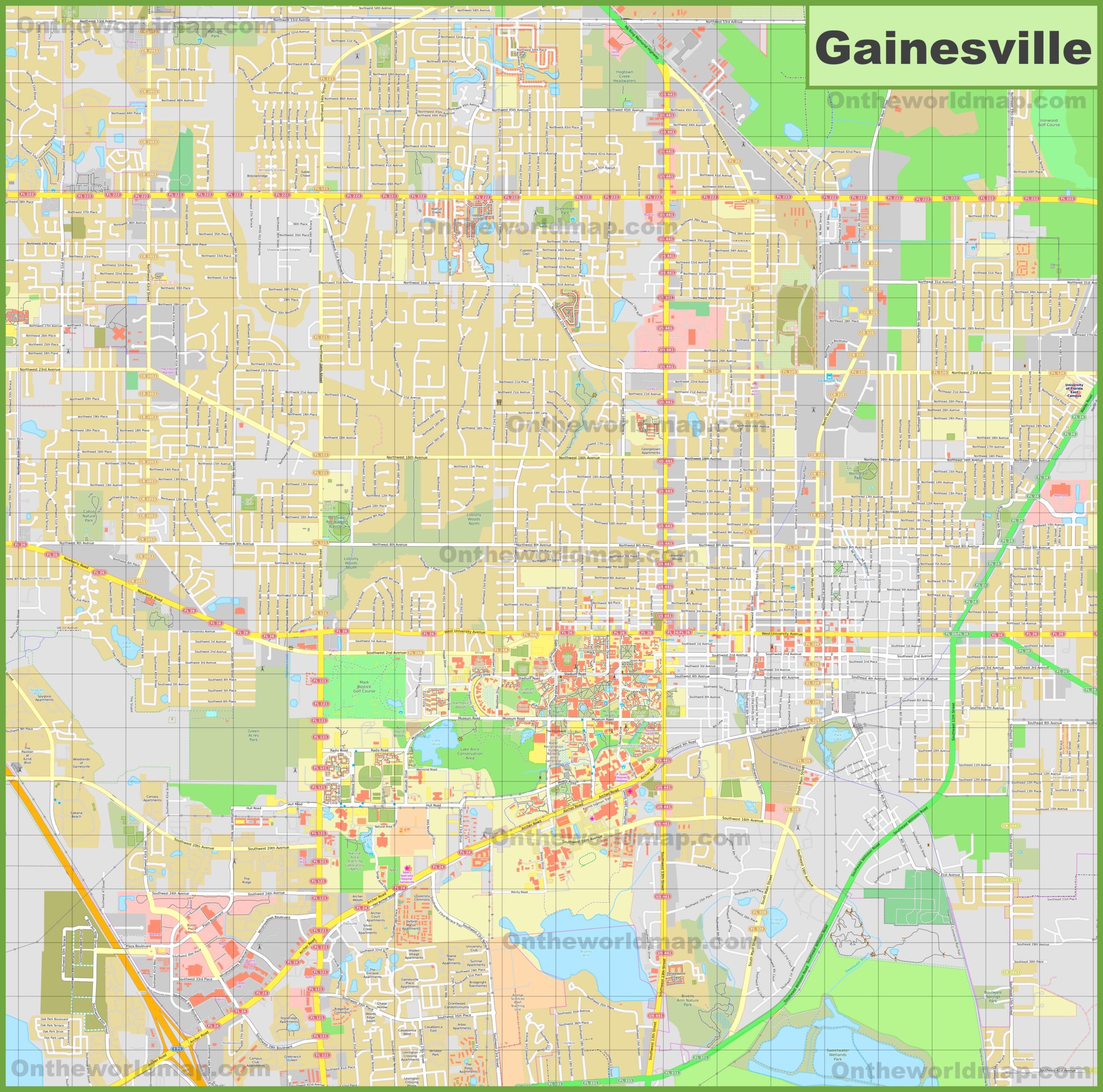 Printable Map Of Gainesville Florida