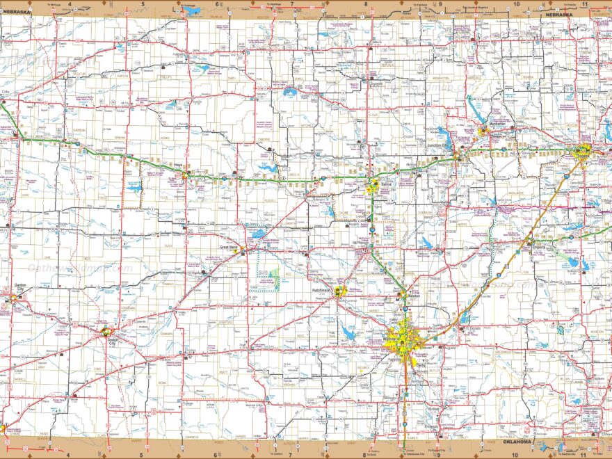 Large Detailed Map Of Kansas With Cities And Towns Ontheworldmap