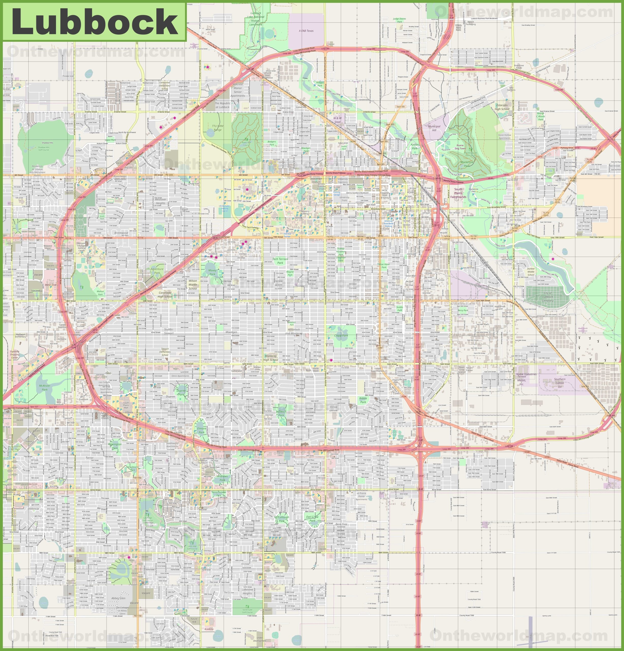 Printable Map Of Lubbock Texas