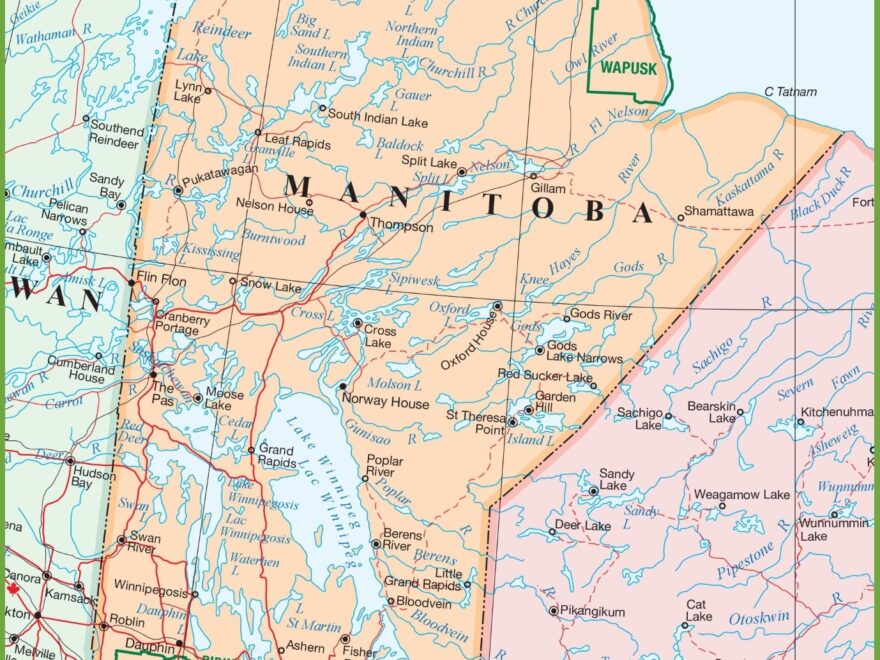 Large Detailed Map Of Manitoba With Cities And Towns Ontheworldmap