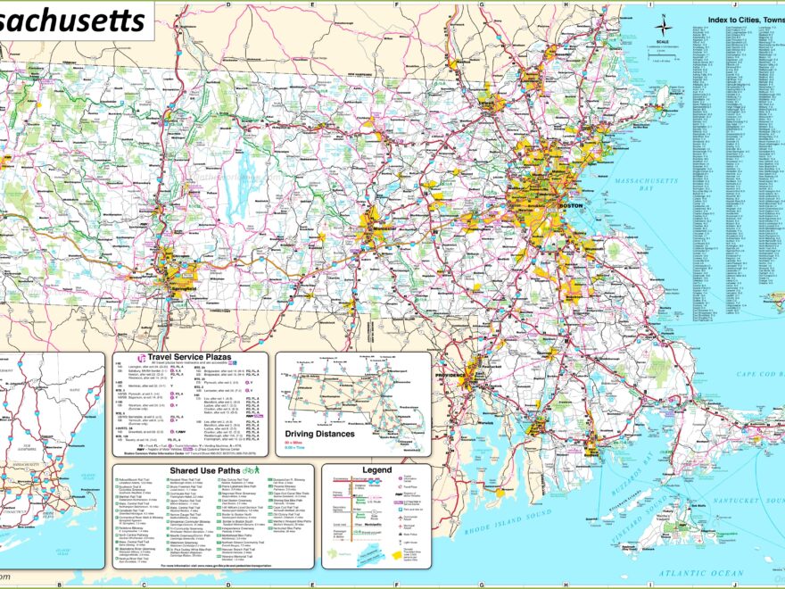 Large Detailed Map Of Massachusetts With Cities And Towns Ontheworldmap