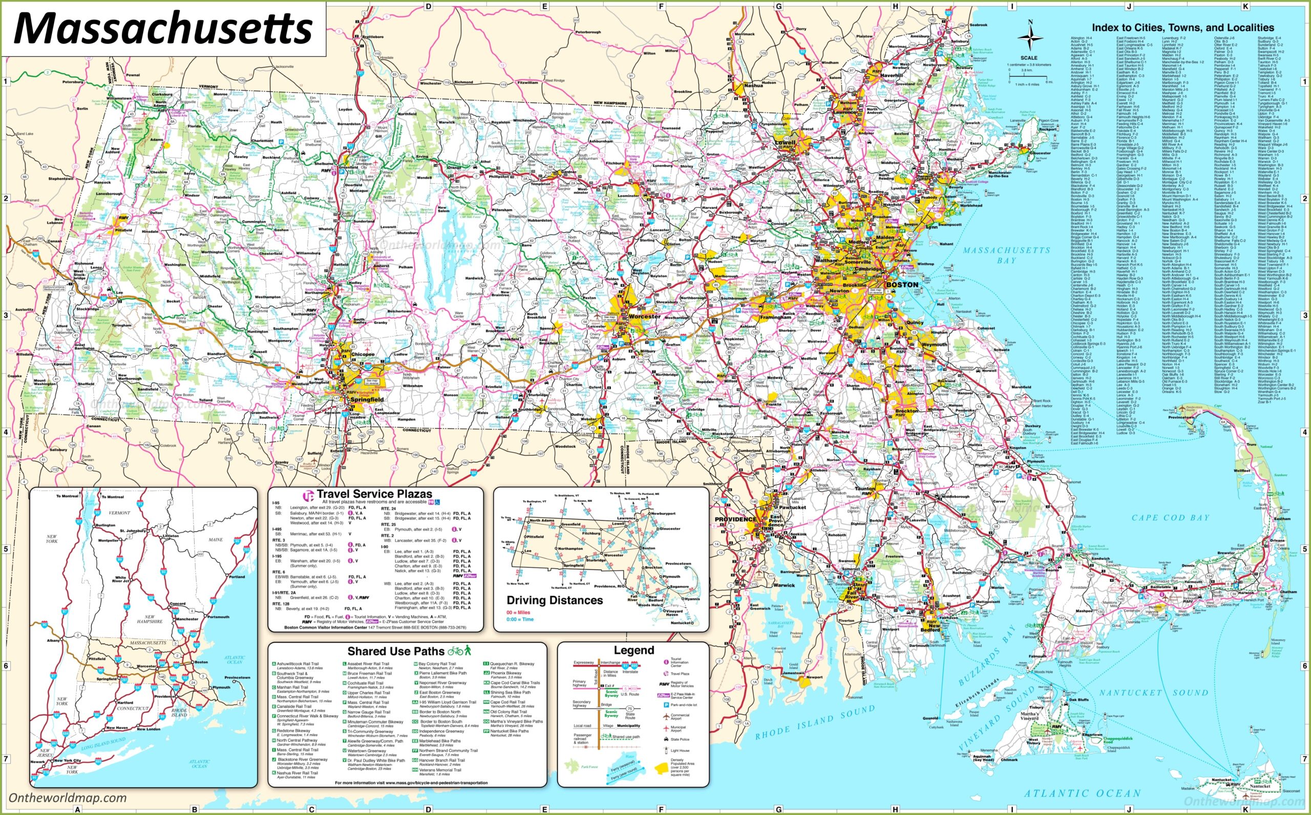 Large Detailed Map Of Massachusetts With Cities And Towns Ontheworldmap