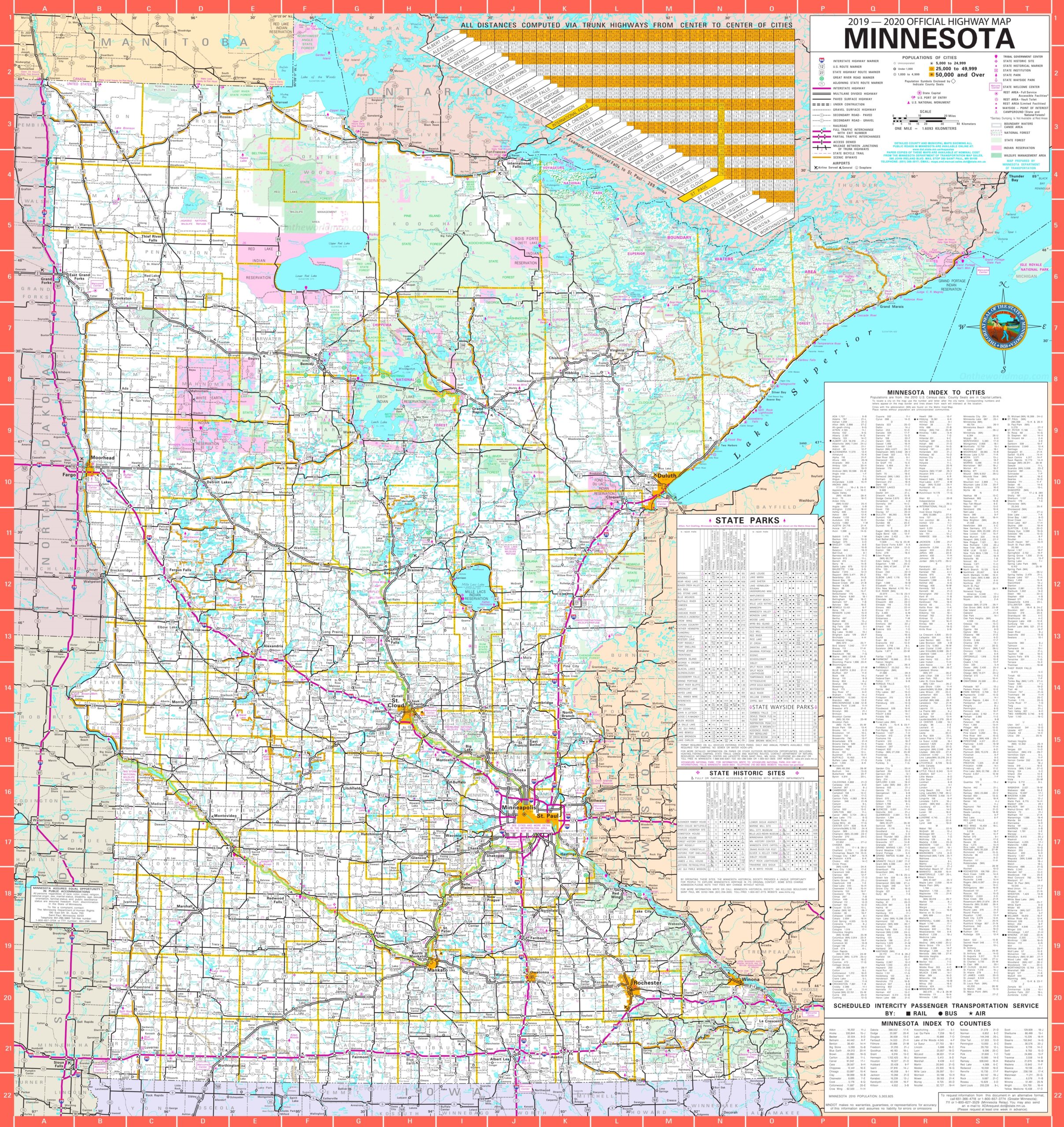 Printable Minnesota Map With Cities