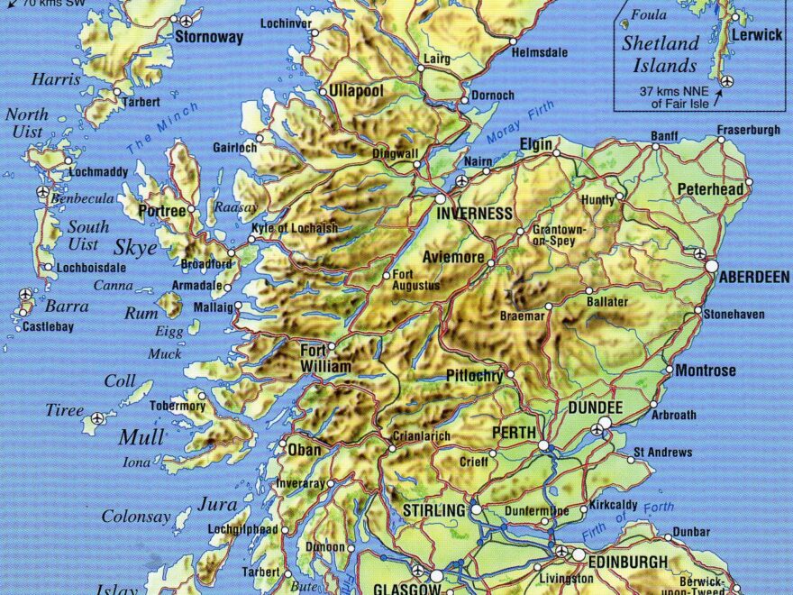 Large Detailed Map Of Scotland With Relief Roads Major Cities Worksheets Library