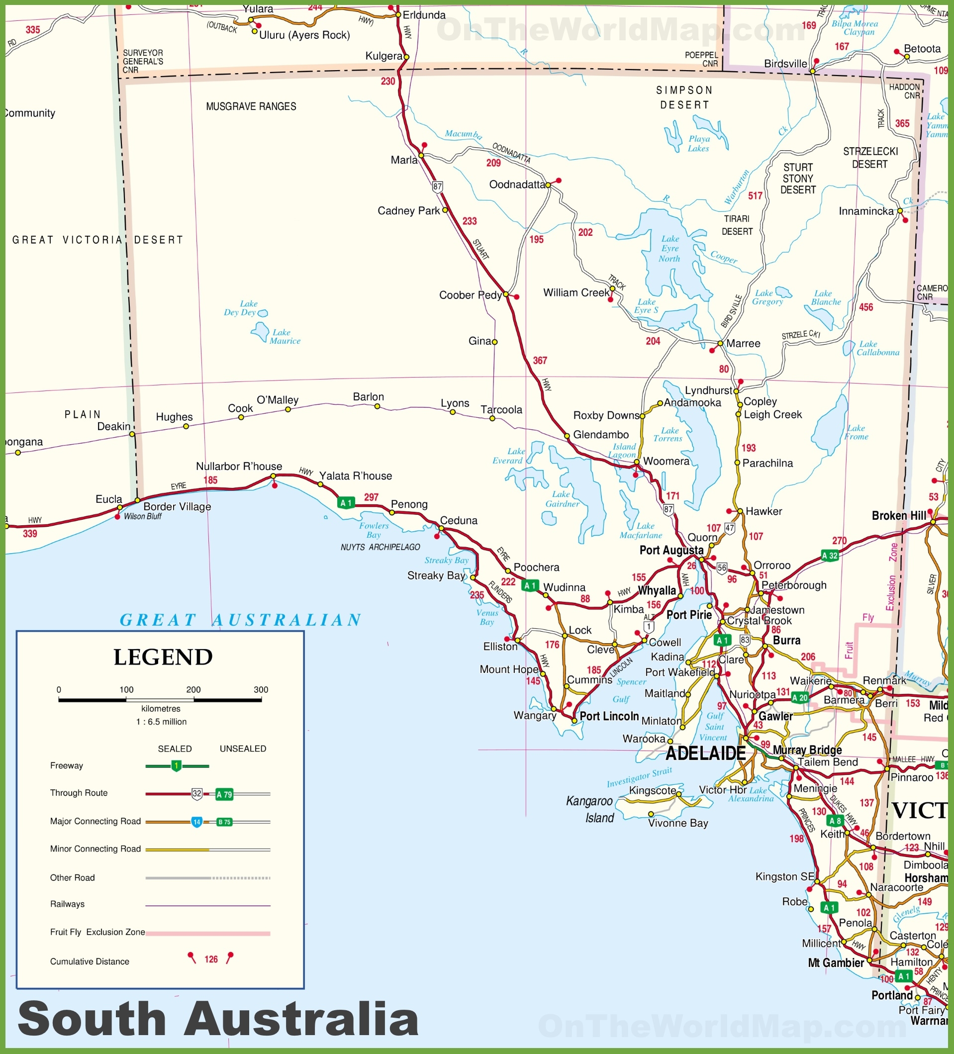 Large Detailed Map Of South Australia With Cities And Towns Ontheworldmap