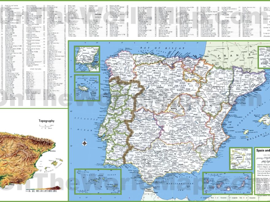 Large Detailed Map Of Spain And Portugal With Cities And Towns Ontheworldmap