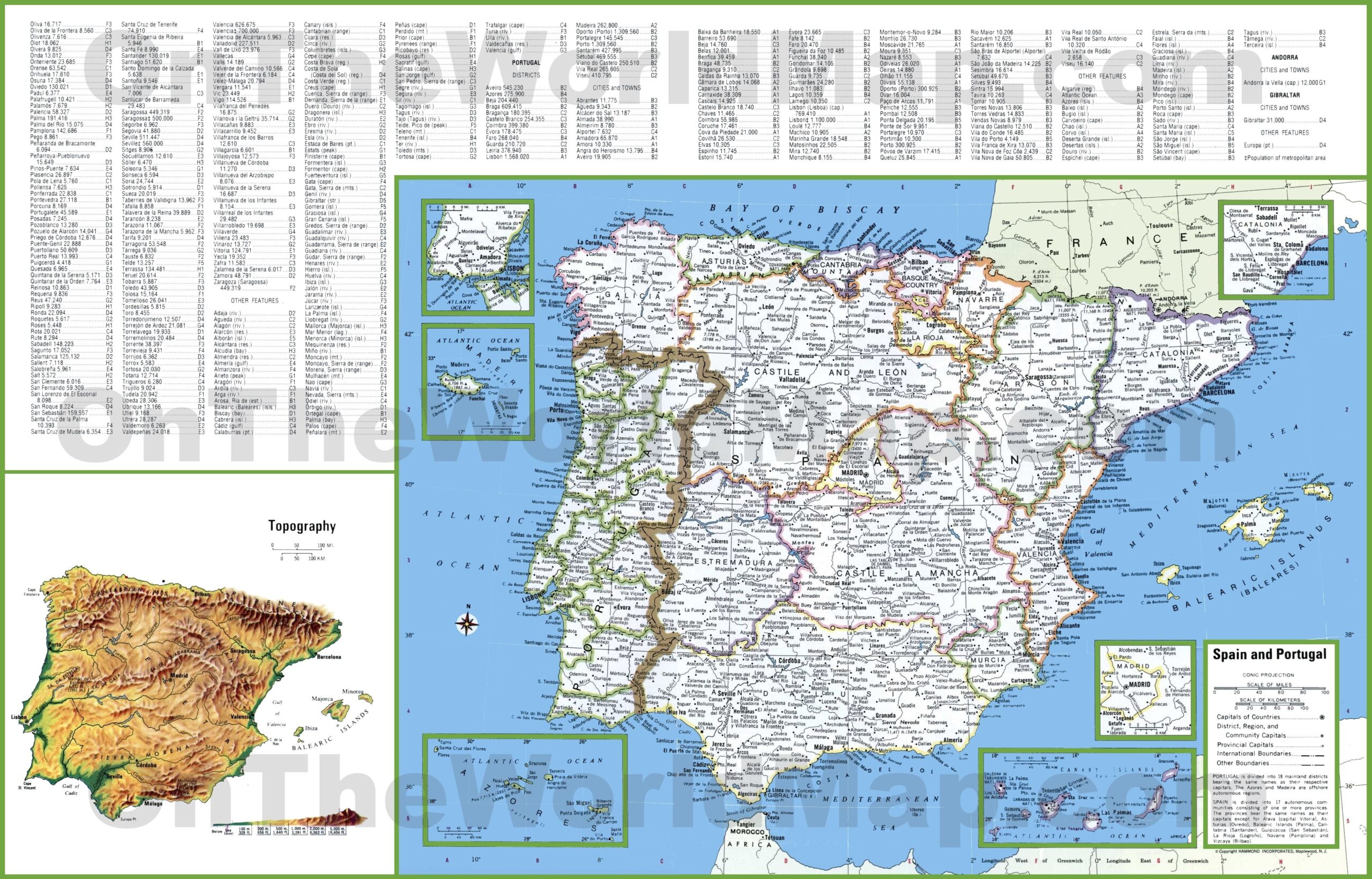 Large Detailed Map Of Spain And Portugal With Cities And Towns Ontheworldmap