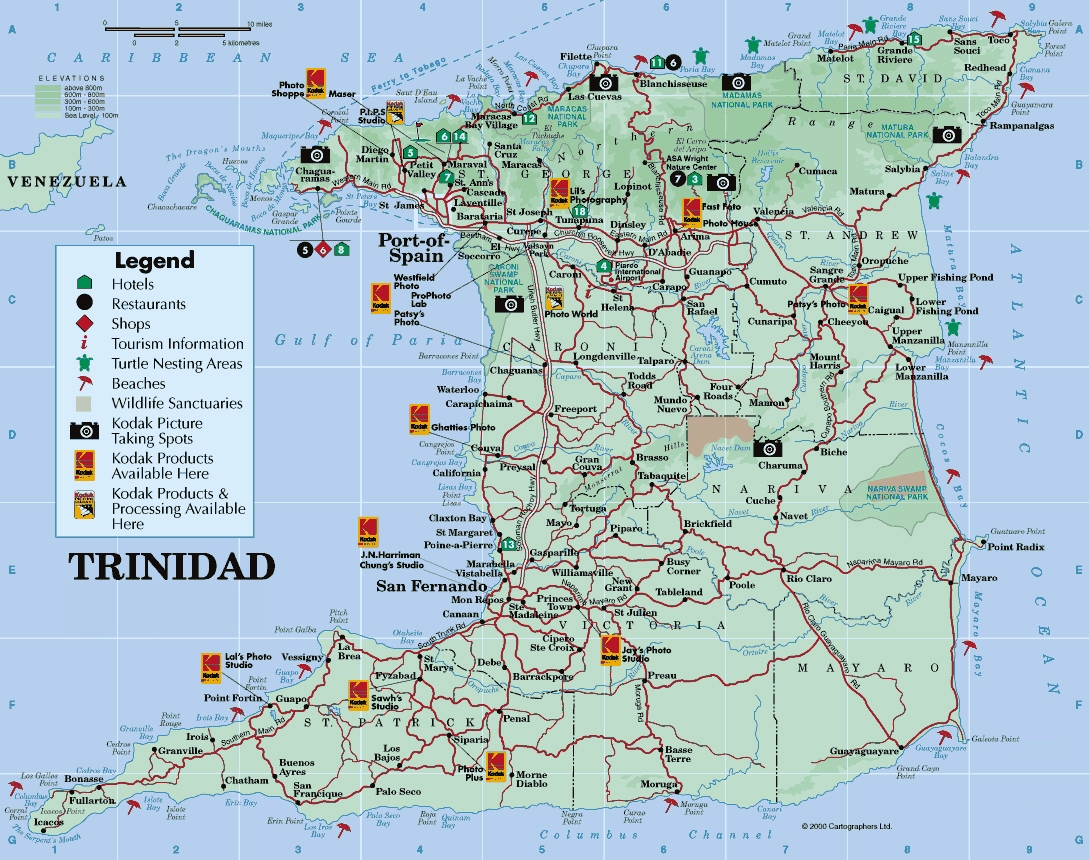 Large Detailed Road And Tourist Map Of Trinidad Island Trinidad Island Large Detailed Road And Tourist Map Vidiani Maps Of All Countries In One Place