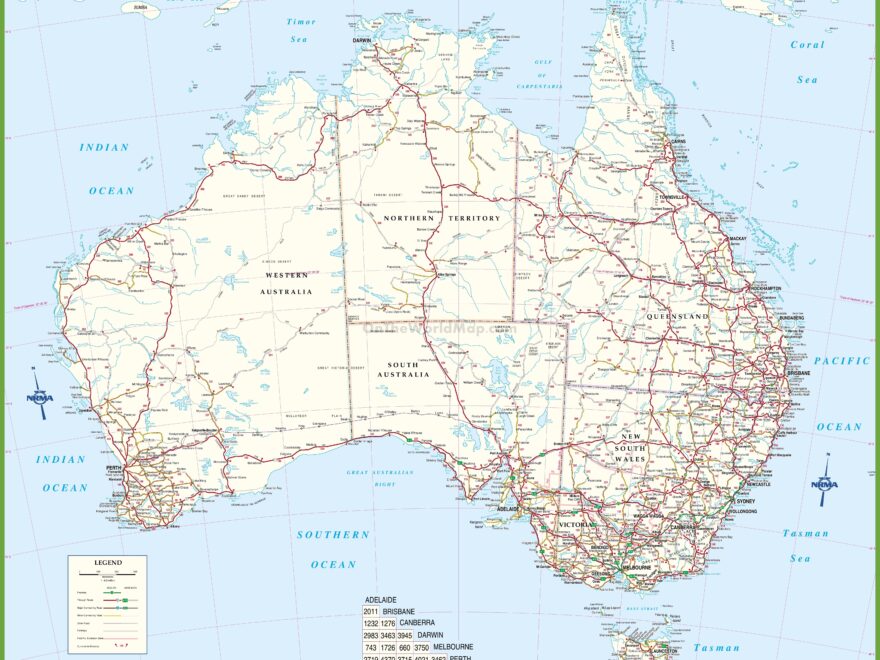 Large Detailed Road Map Of Australia Ontheworldmap