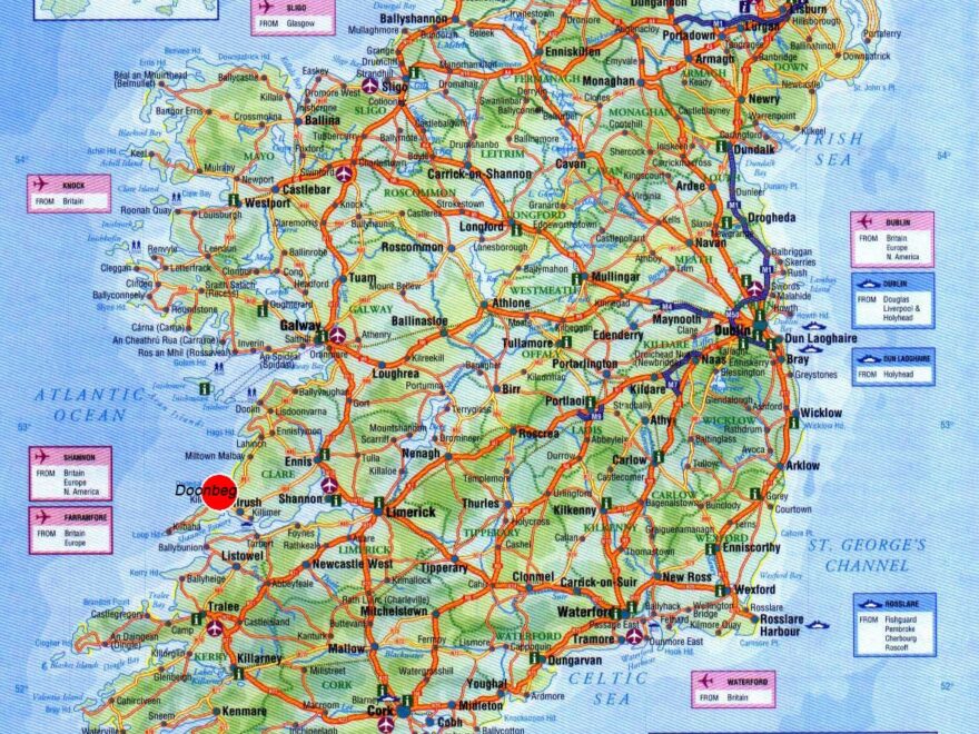 Large Detailed Road Map Of Ireland With Cities Airports And Other Marks Ireland Europe Mapsland Maps Of The World
