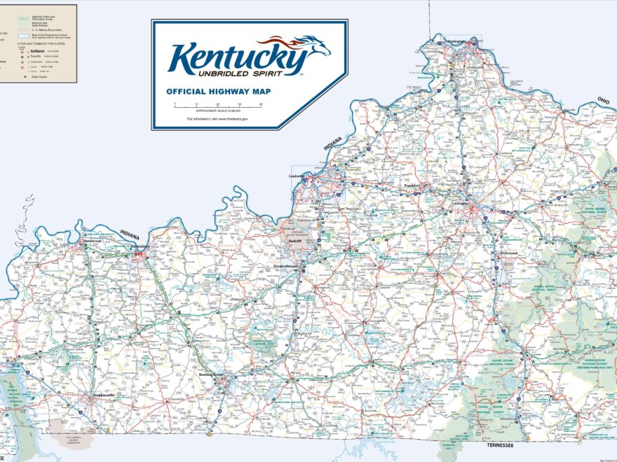 Large Detailed Road Map Of Kentucky Ontheworldmap