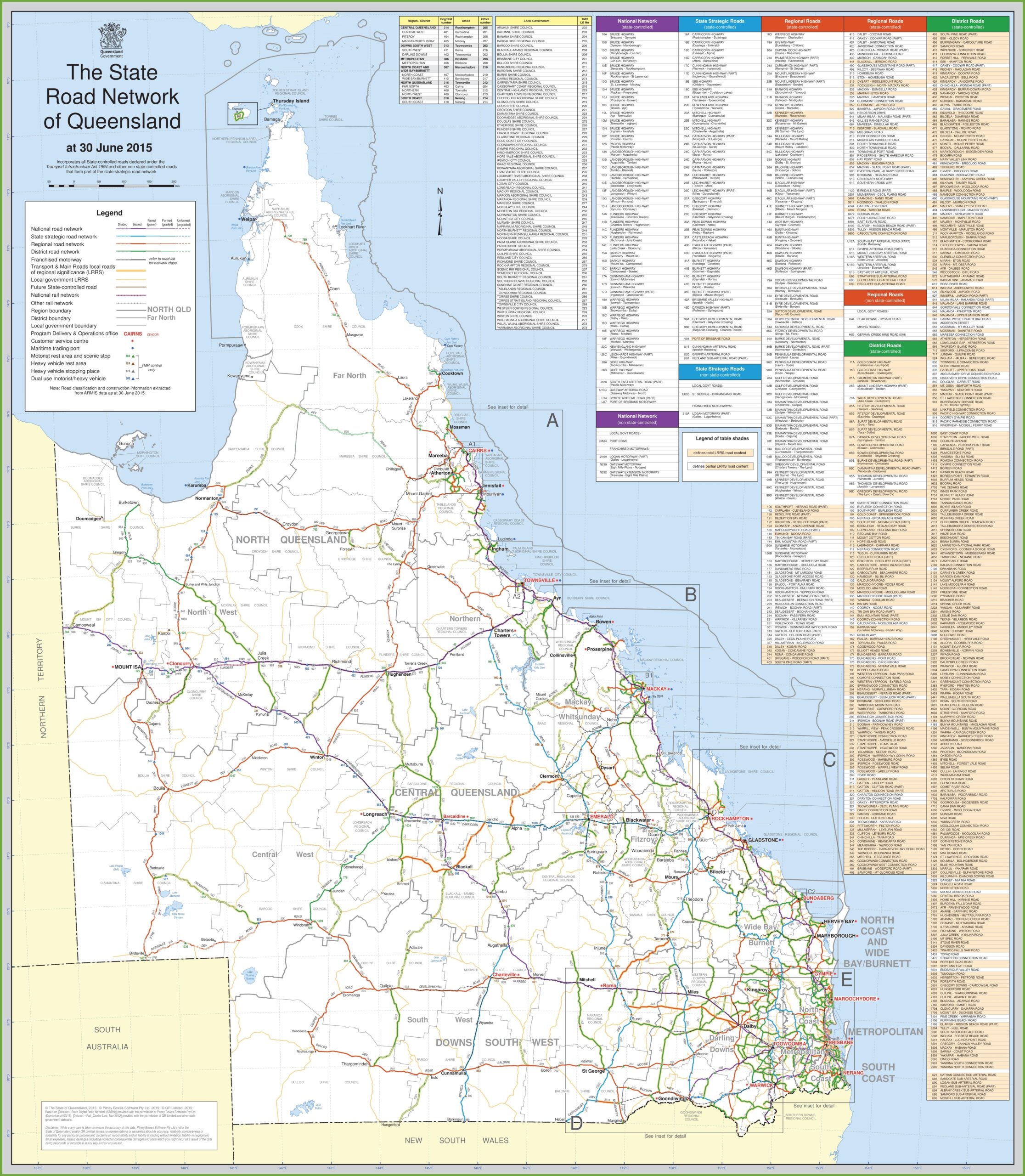 Large Detailed Road Map Of Queensland Ontheworldmap
