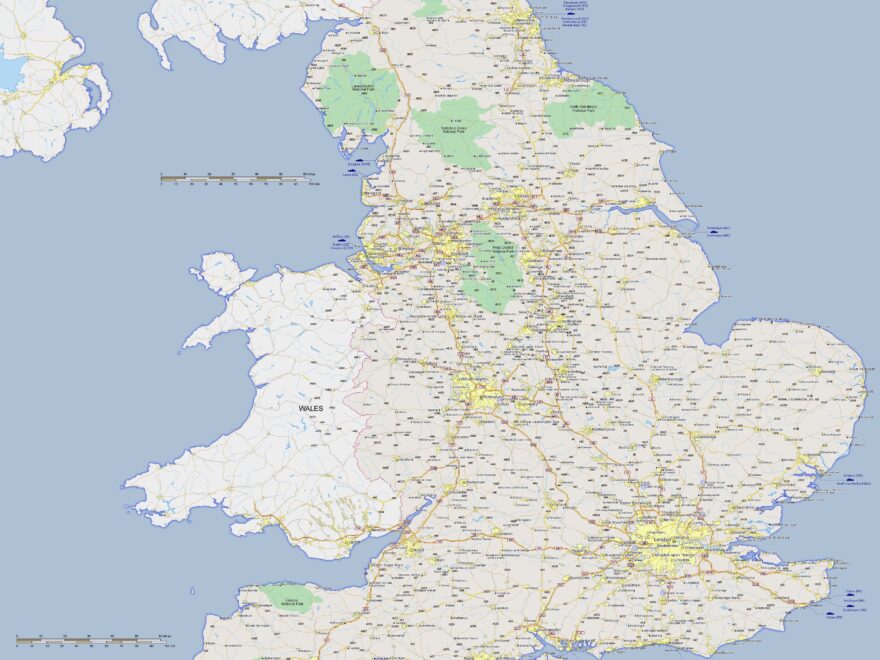 Large Detailed Road Map Of United Kingdom With Cities Vidiani Maps Of All Countries In One Place