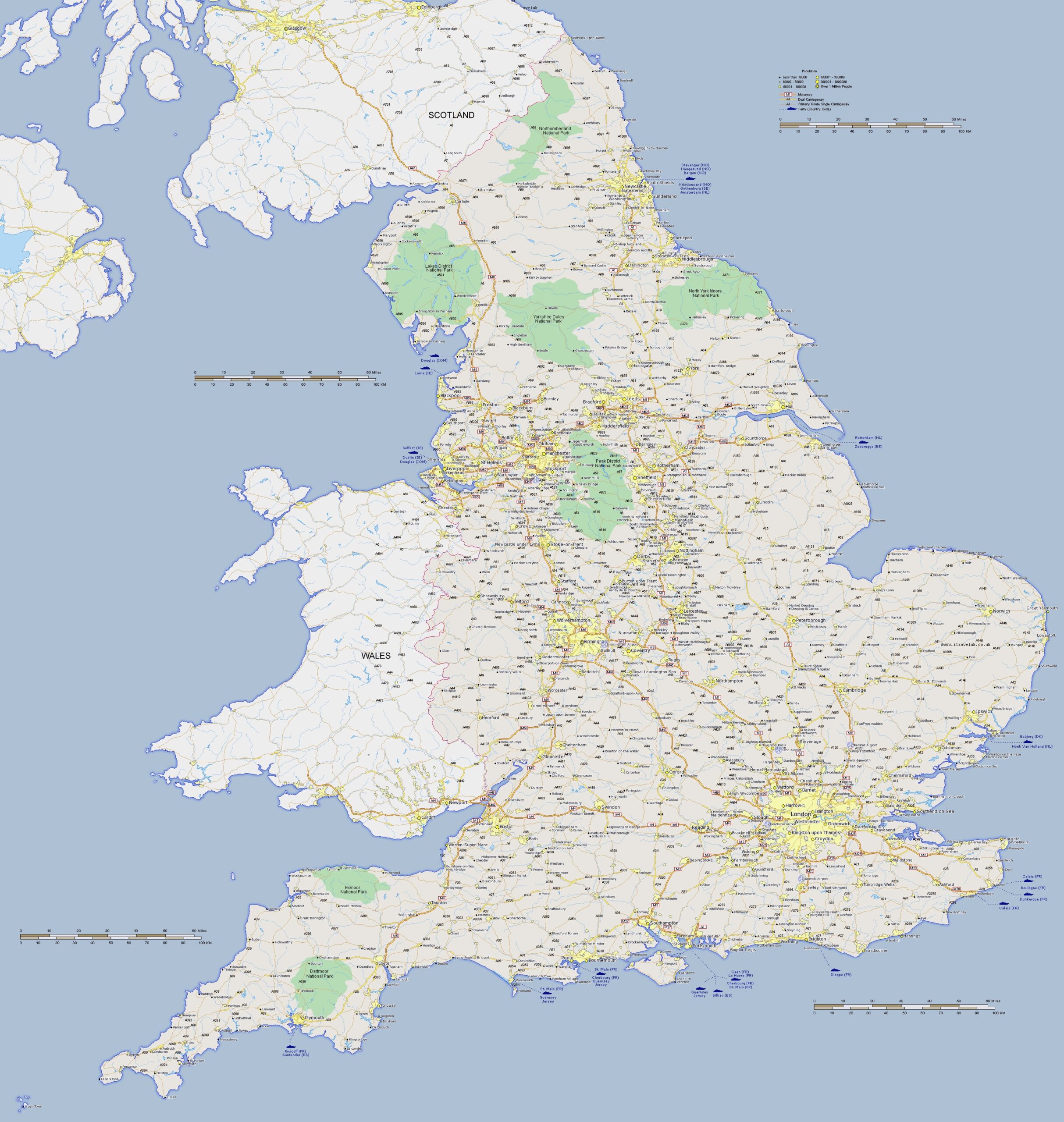 Large Detailed Road Map Of United Kingdom With Cities Vidiani Maps Of All Countries In One Place
